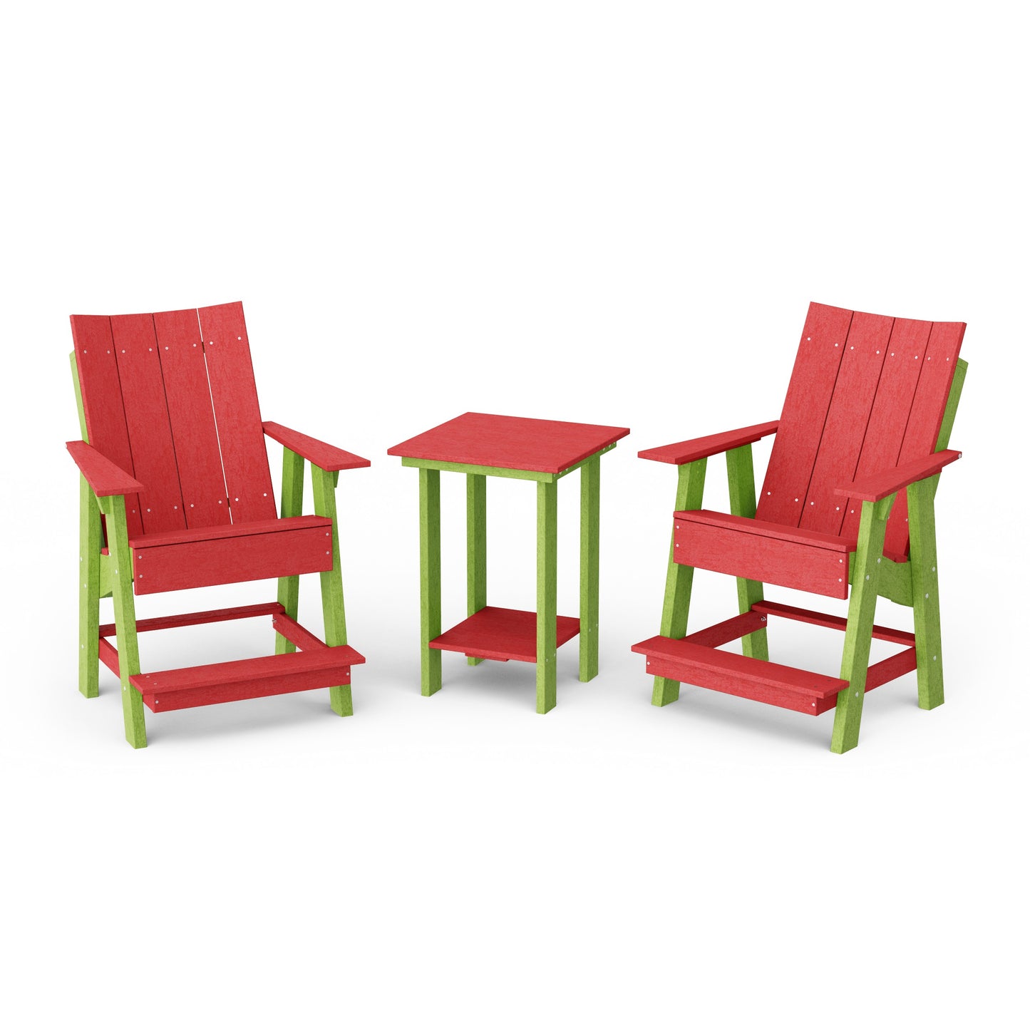 Contemporary 3-Piece Tall Modern Adirondack Chair Set with Side Table