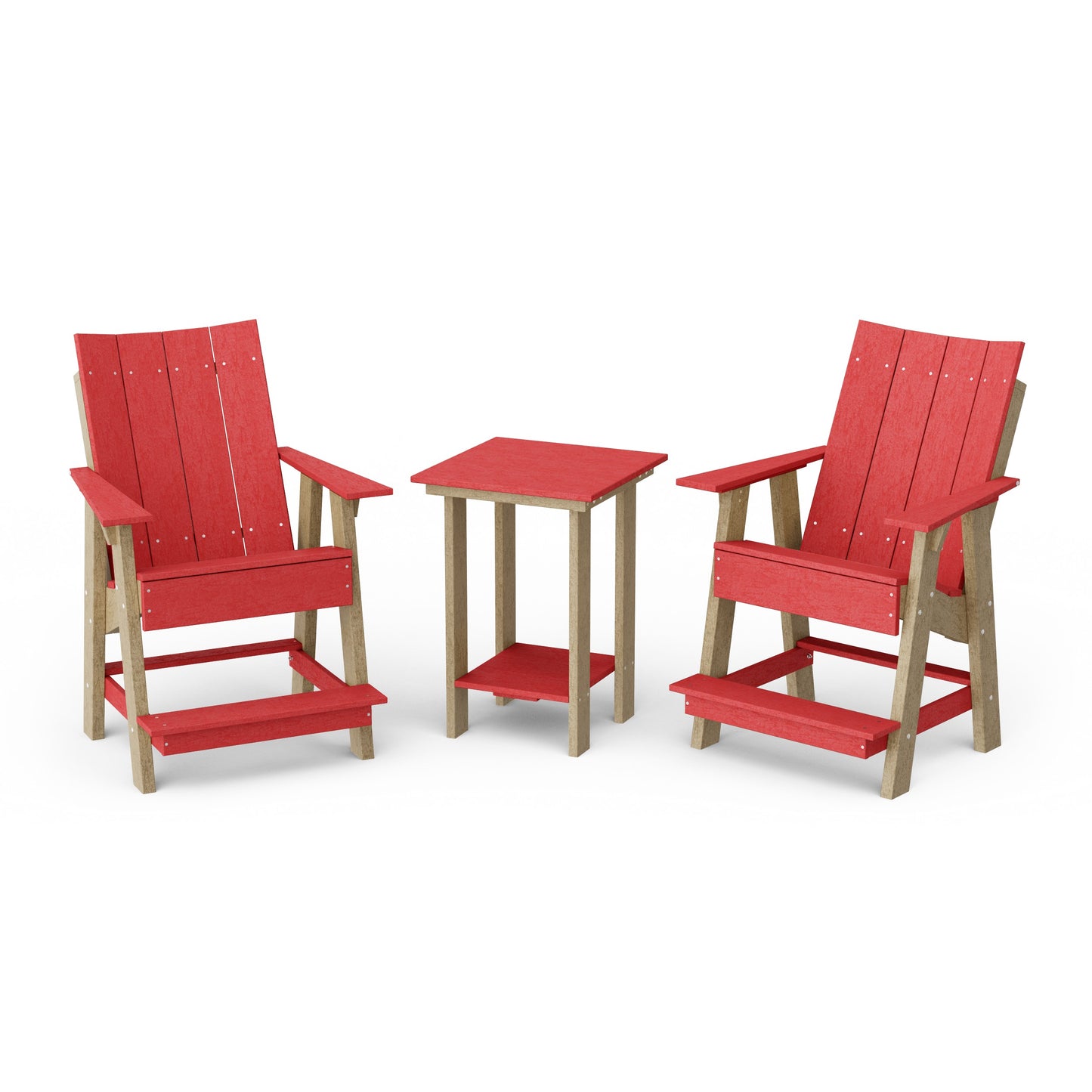 Contemporary 3-Piece Tall Modern Adirondack Chair Set with Side Table