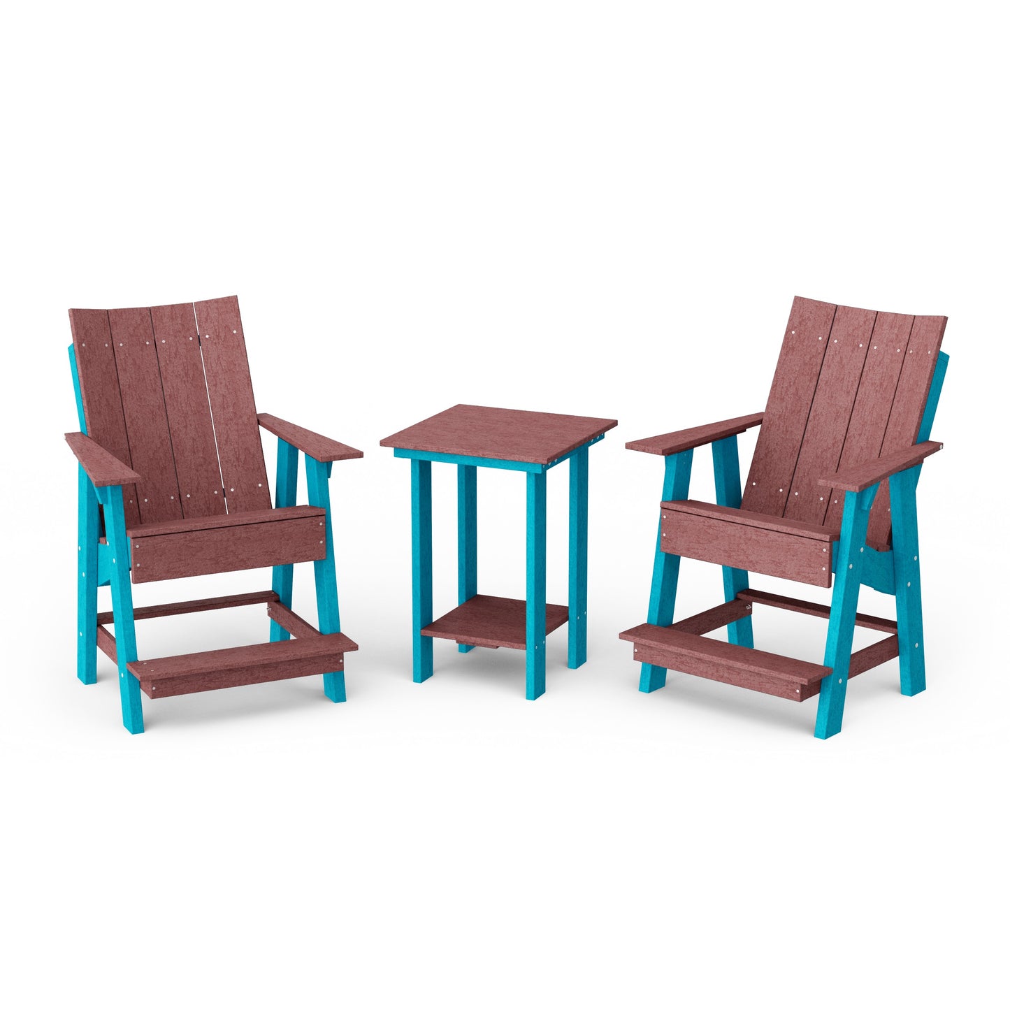 Contemporary 3-Piece Tall Modern Adirondack Chair Set with Side Table