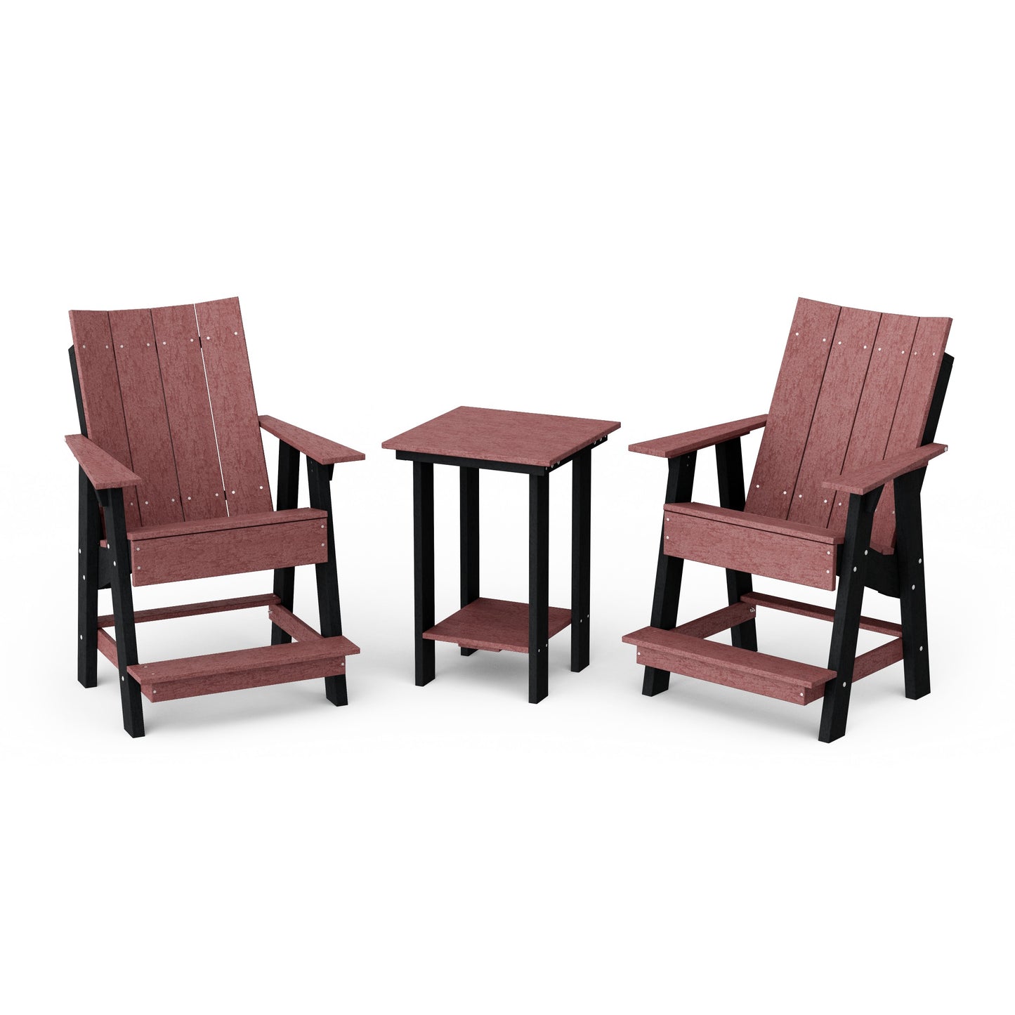 Contemporary 3-Piece Tall Modern Adirondack Chair Set with Side Table