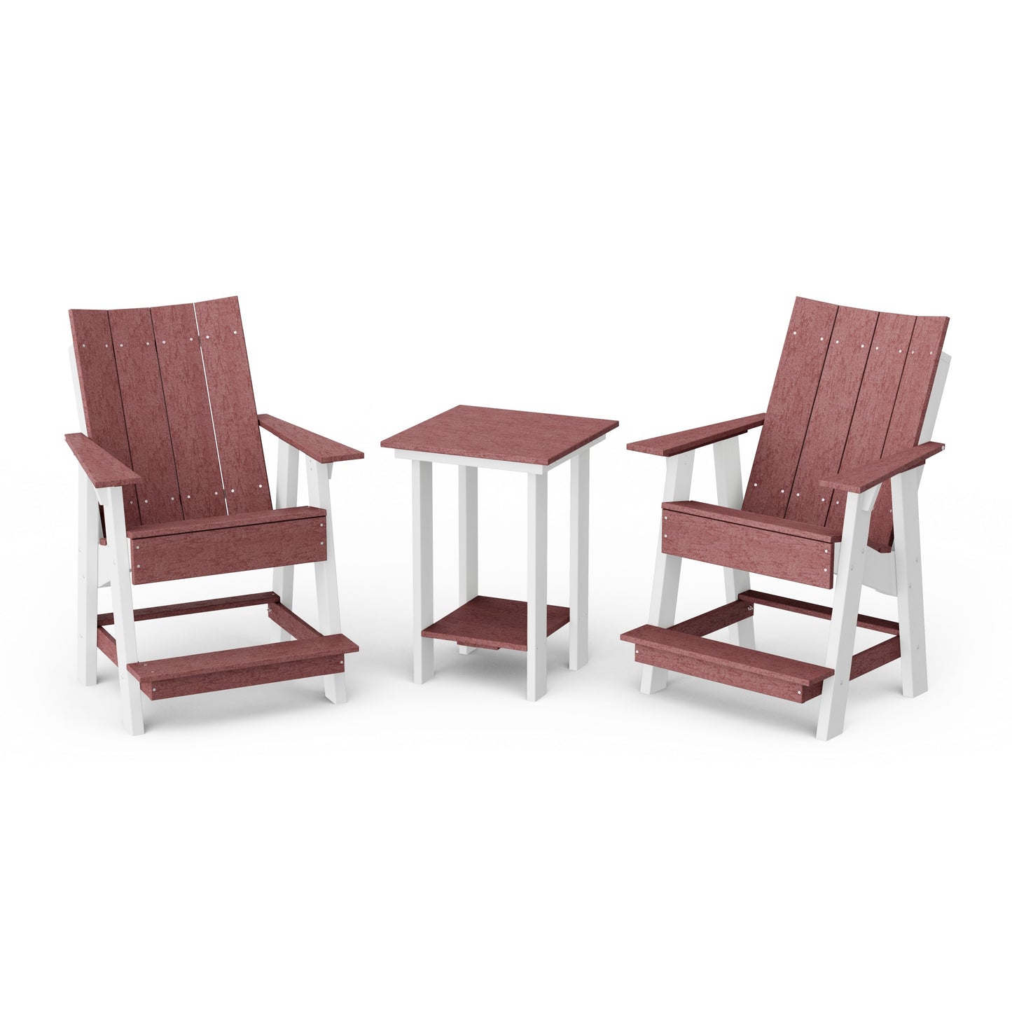 Contemporary 3-Piece Tall Modern Adirondack Chair Set with Side Table