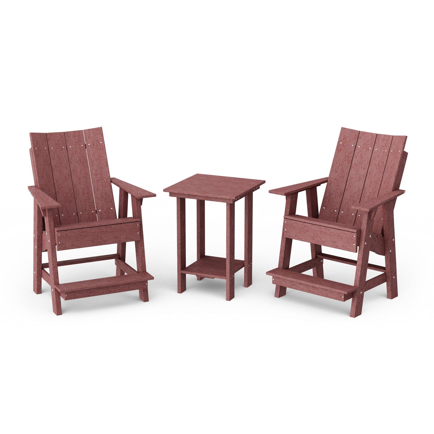 Contemporary 3-Piece Tall Modern Adirondack Chair Set with Side Table