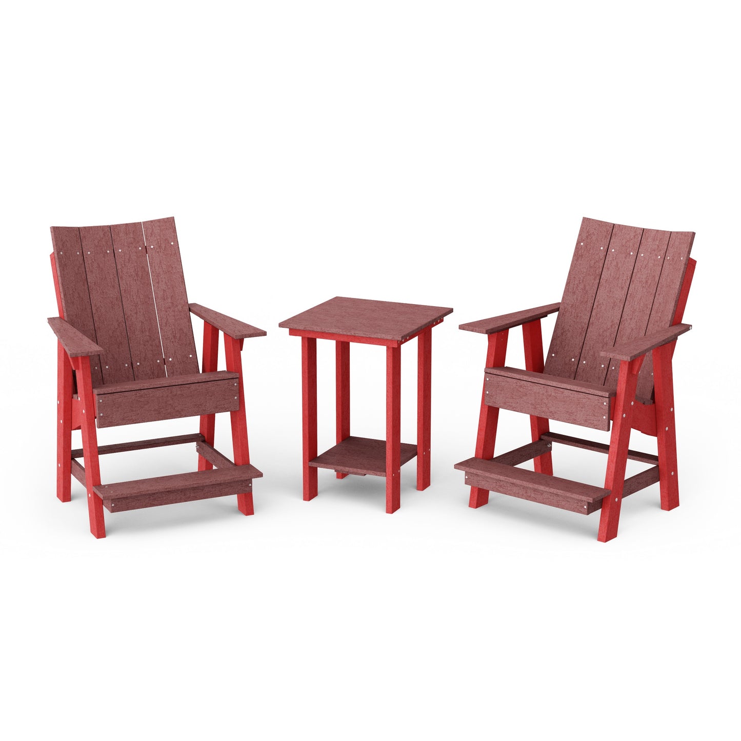 Contemporary 3-Piece Tall Modern Adirondack Chair Set with Side Table