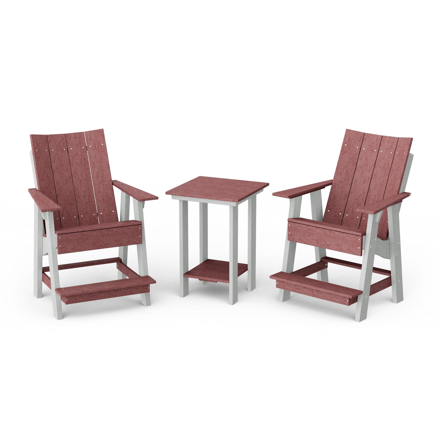 Contemporary 3-Piece Tall Modern Adirondack Chair Set with Side Table