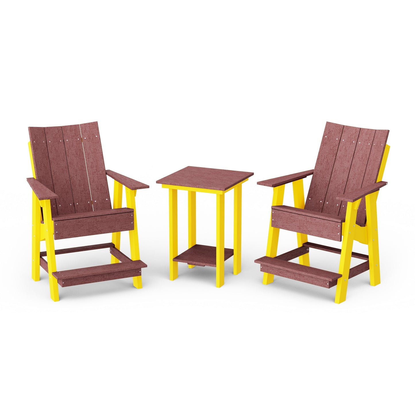 Contemporary 3-Piece Tall Modern Adirondack Chair Set with Side Table