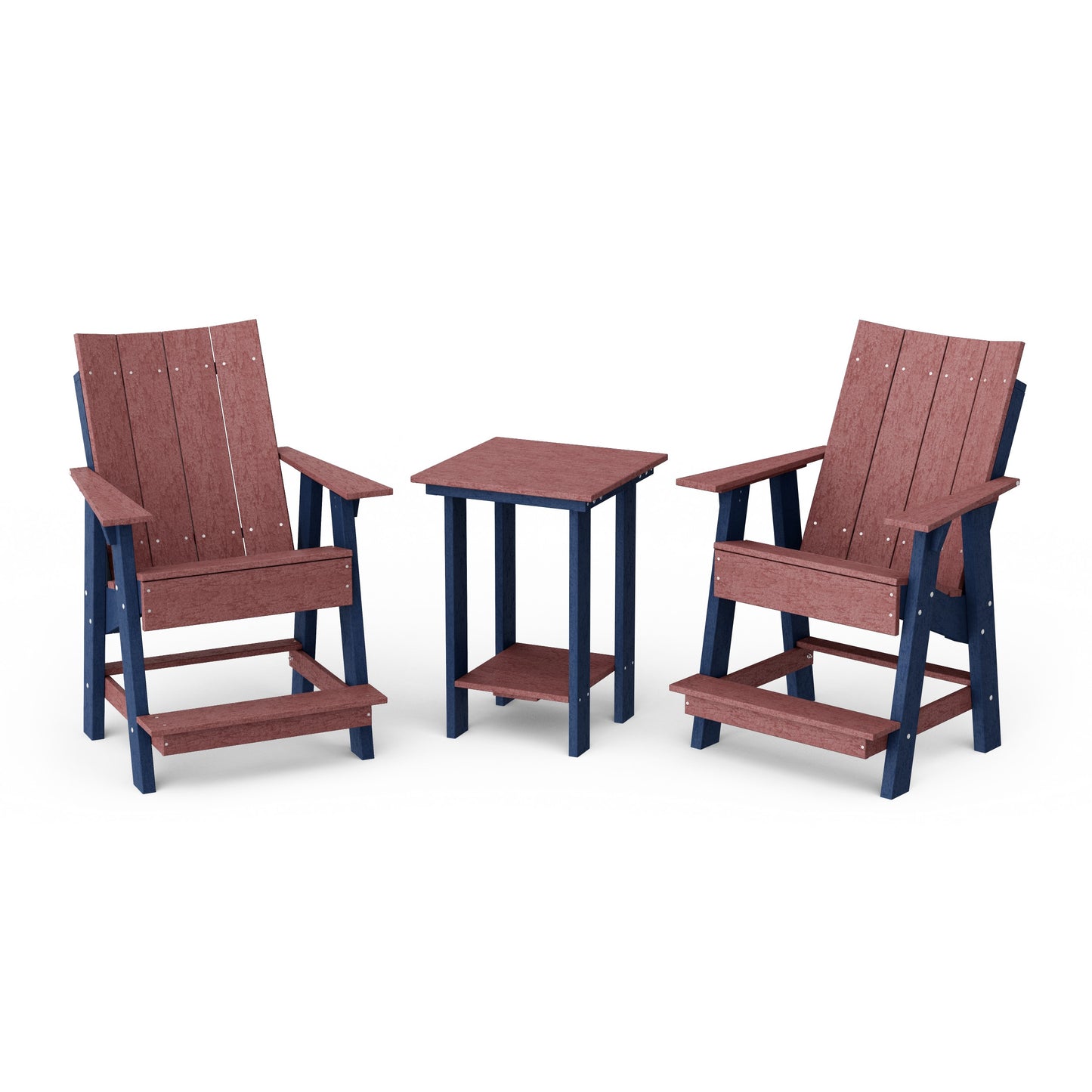 Contemporary 3-Piece Tall Modern Adirondack Chair Set with Side Table