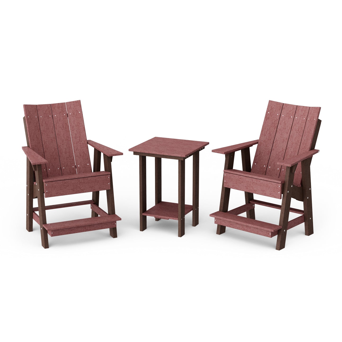 Contemporary 3-Piece Tall Modern Adirondack Chair Set with Side Table