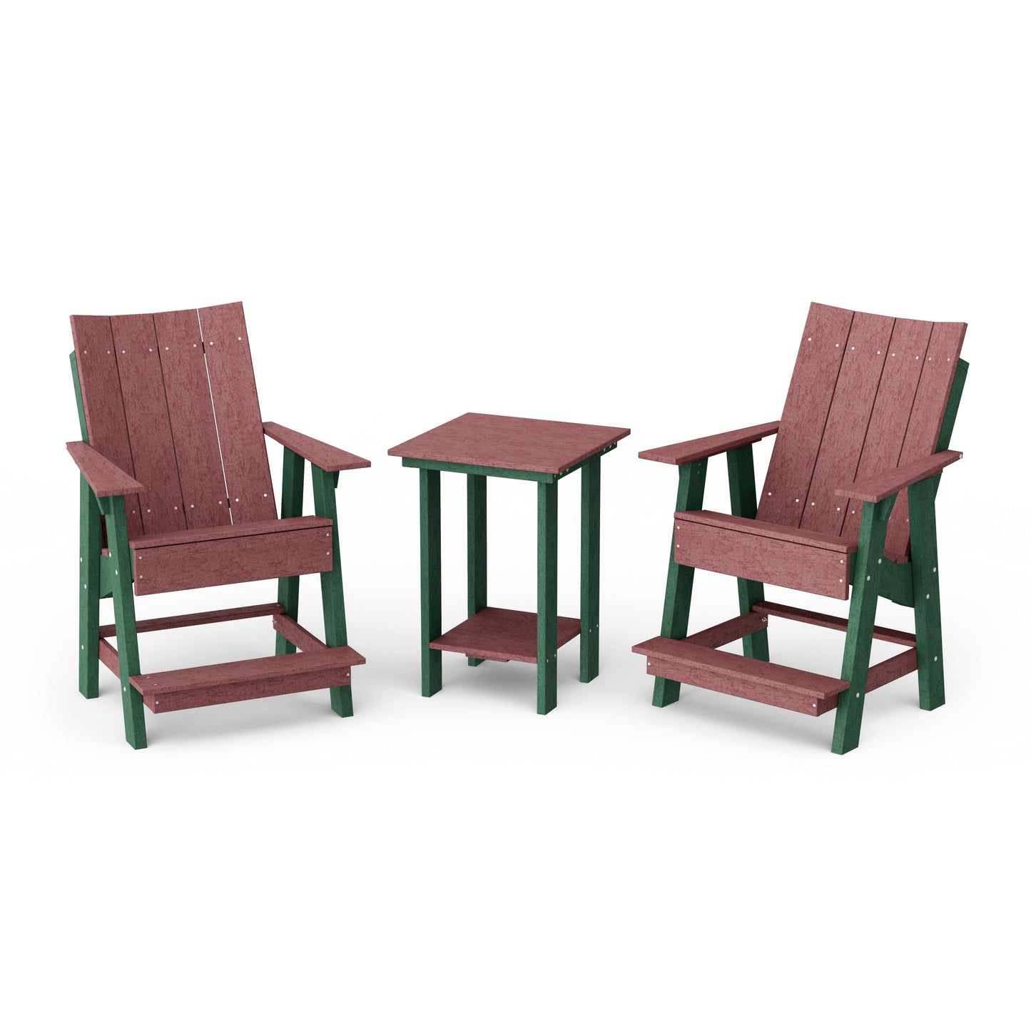 Contemporary 3-Piece Tall Modern Adirondack Chair Set with Side Table