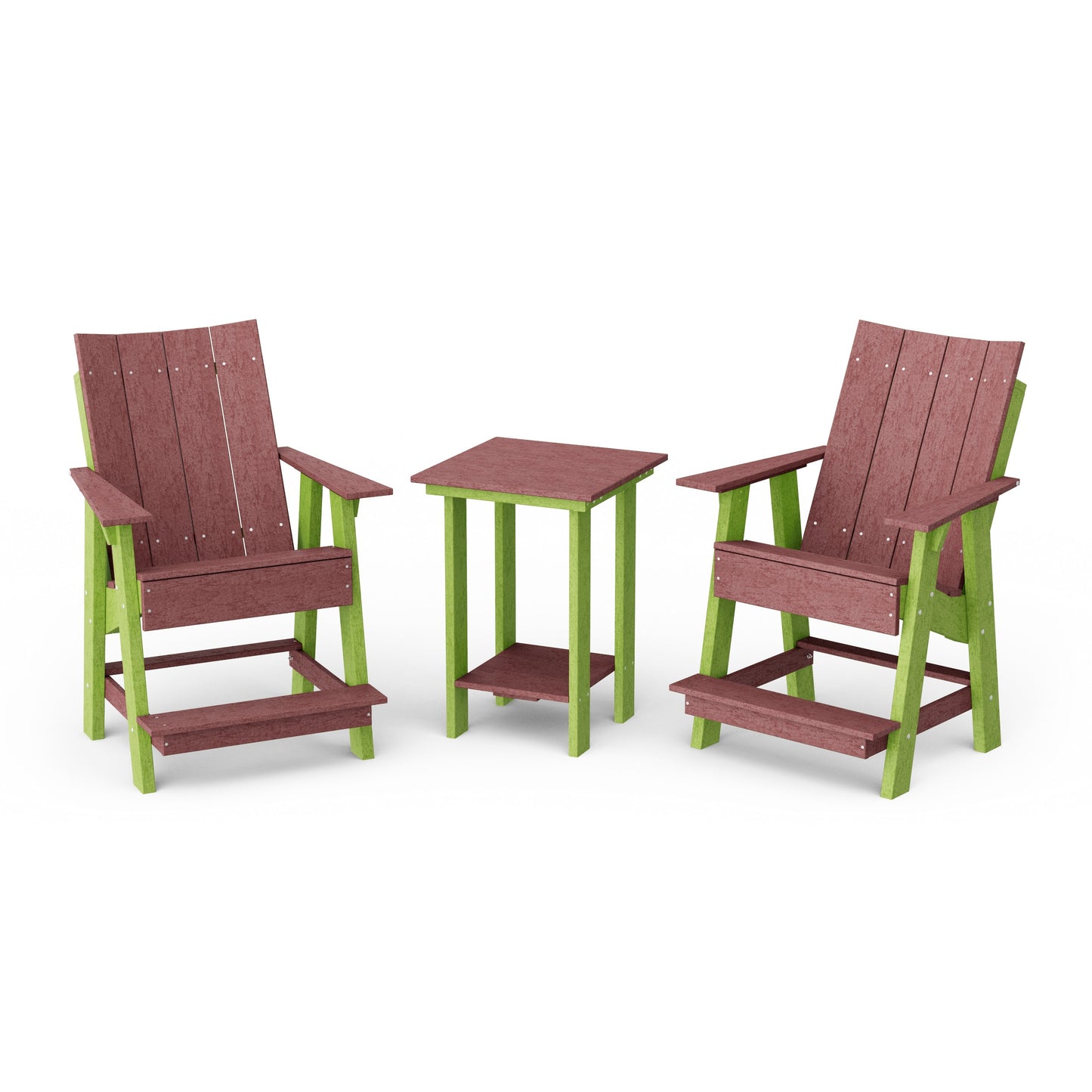 Contemporary 3-Piece Tall Modern Adirondack Chair Set with Side Table