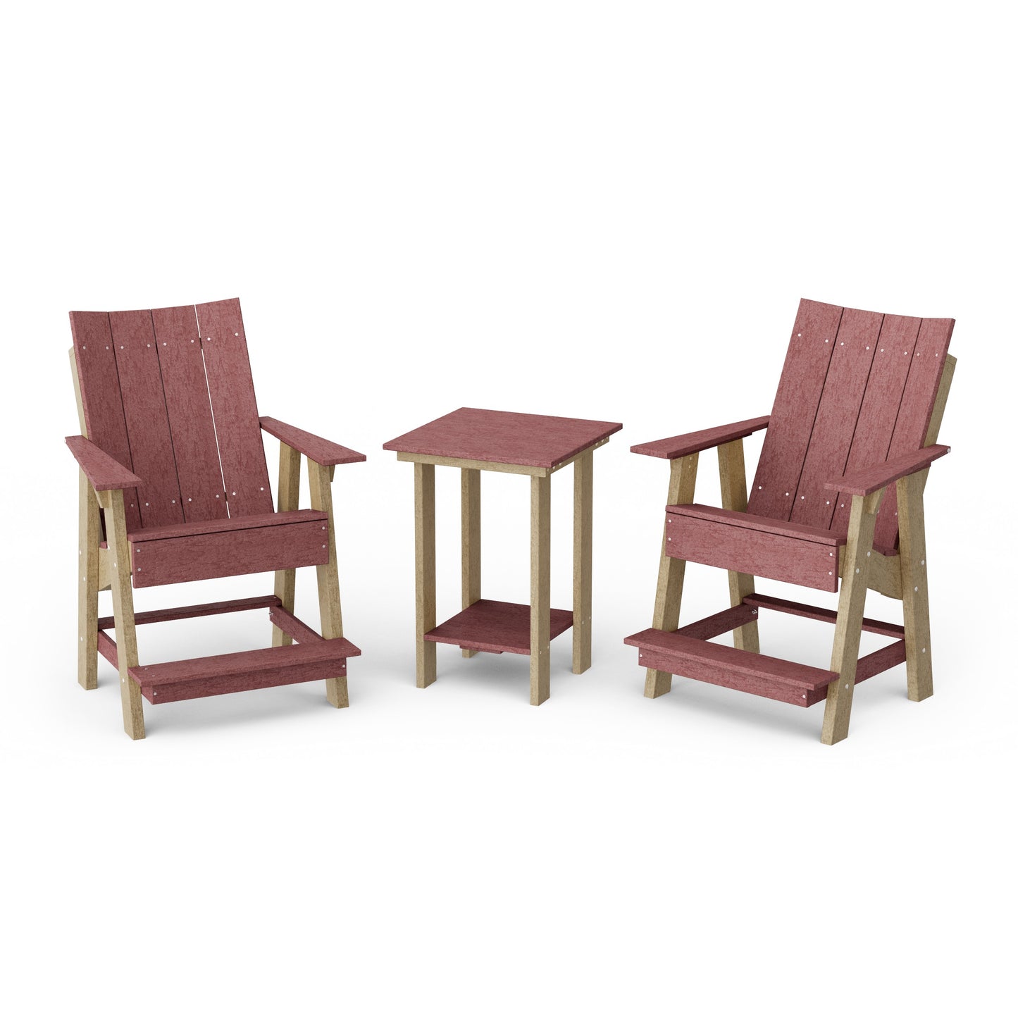 Contemporary 3-Piece Tall Modern Adirondack Chair Set with Side Table