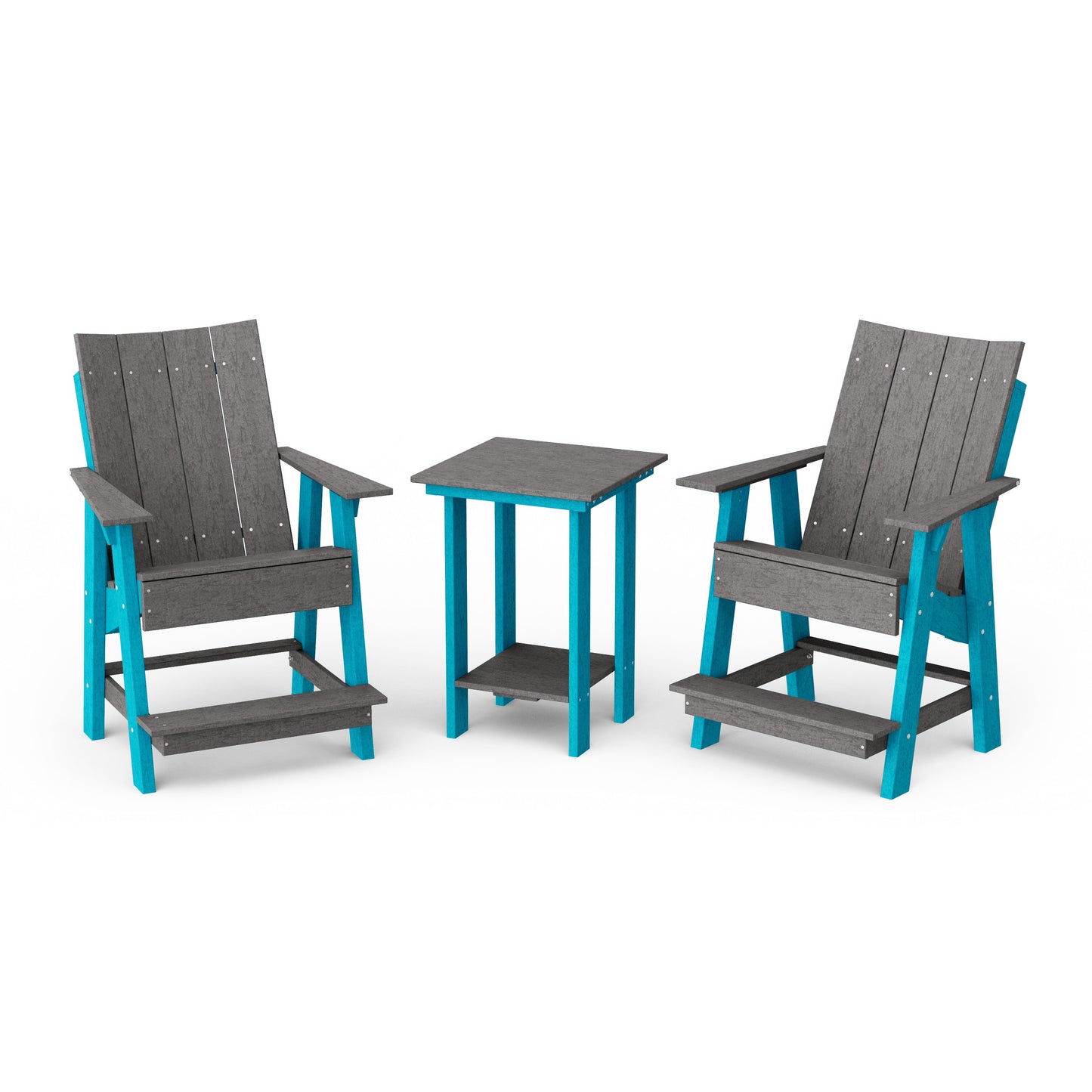 Contemporary 3-Piece Tall Modern Adirondack Chair Set with Side Table
