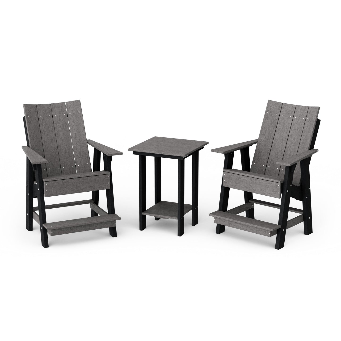 Contemporary 3-Piece Tall Modern Adirondack Chair Set with Side Table