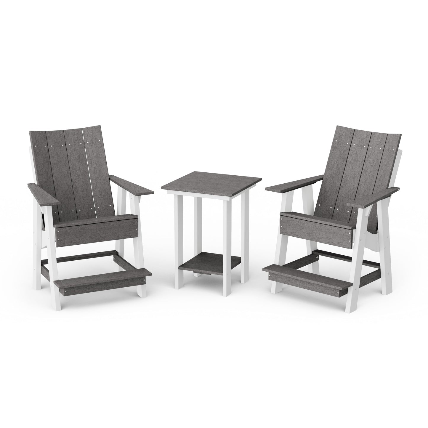 Contemporary 3-Piece Tall Modern Adirondack Chair Set with Side Table