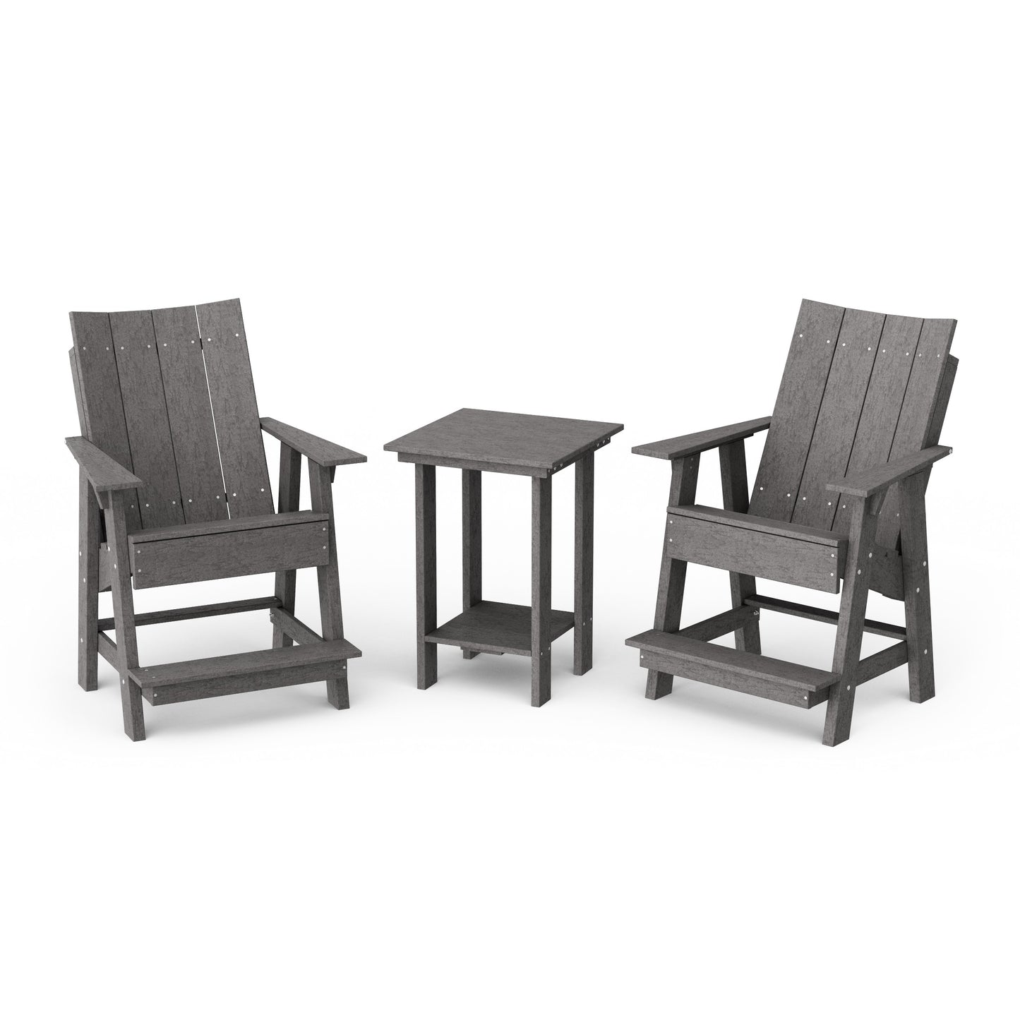 Contemporary 3-Piece Tall Modern Adirondack Chair Set with Side Table