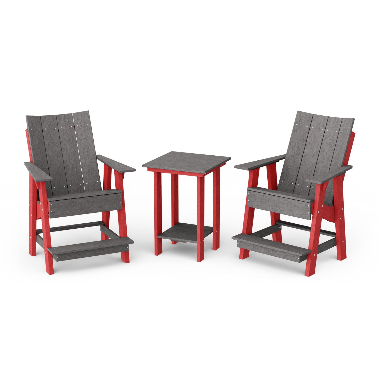 Contemporary 3-Piece Tall Modern Adirondack Chair Set with Side Table