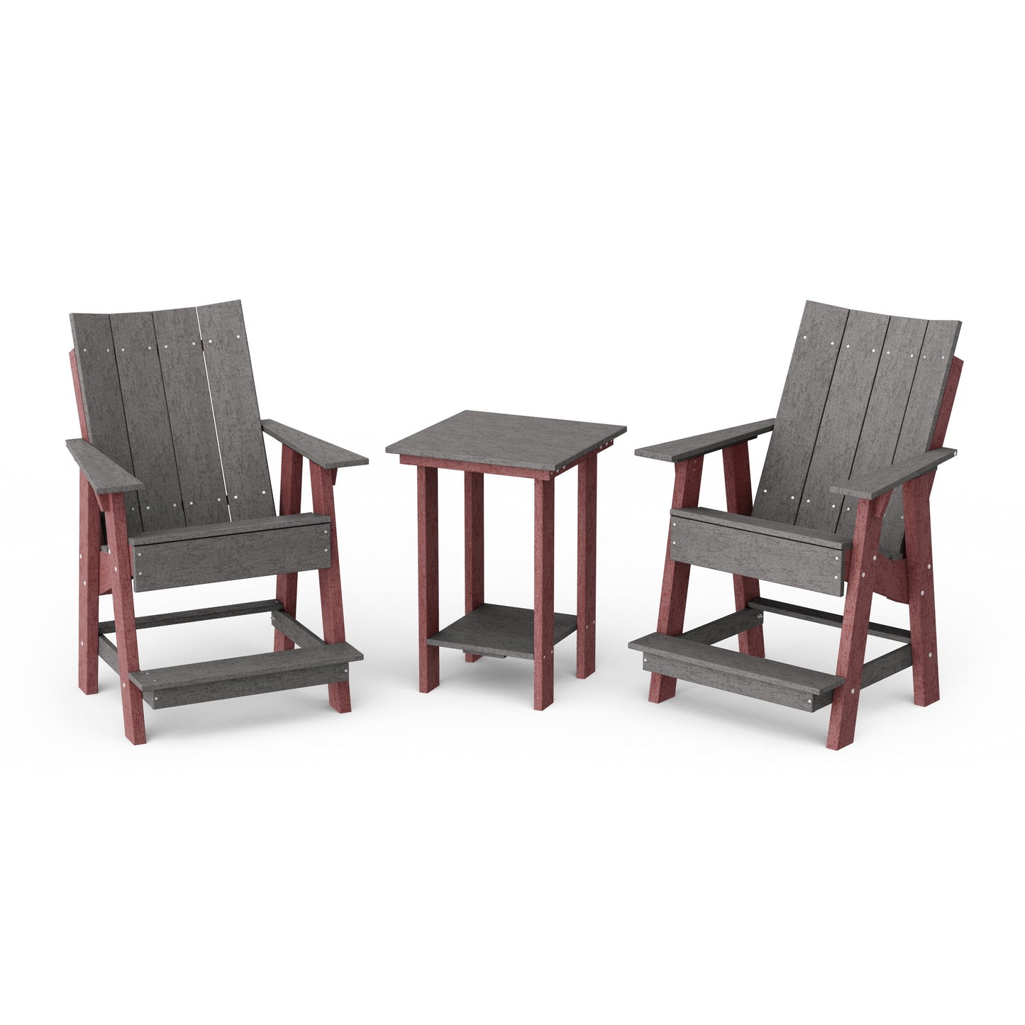 Contemporary 3-Piece Tall Modern Adirondack Chair Set with Side Table