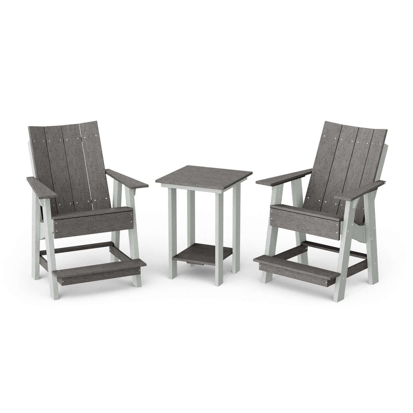 Contemporary 3-Piece Tall Modern Adirondack Chair Set with Side Table