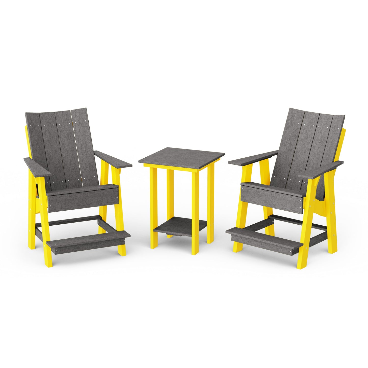 Contemporary 3-Piece Tall Modern Adirondack Chair Set with Side Table