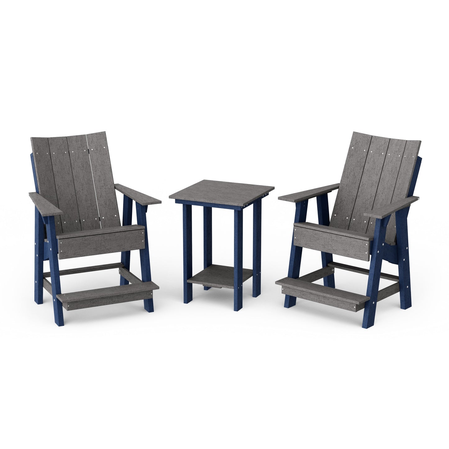 Contemporary 3-Piece Tall Modern Adirondack Chair Set with Side Table