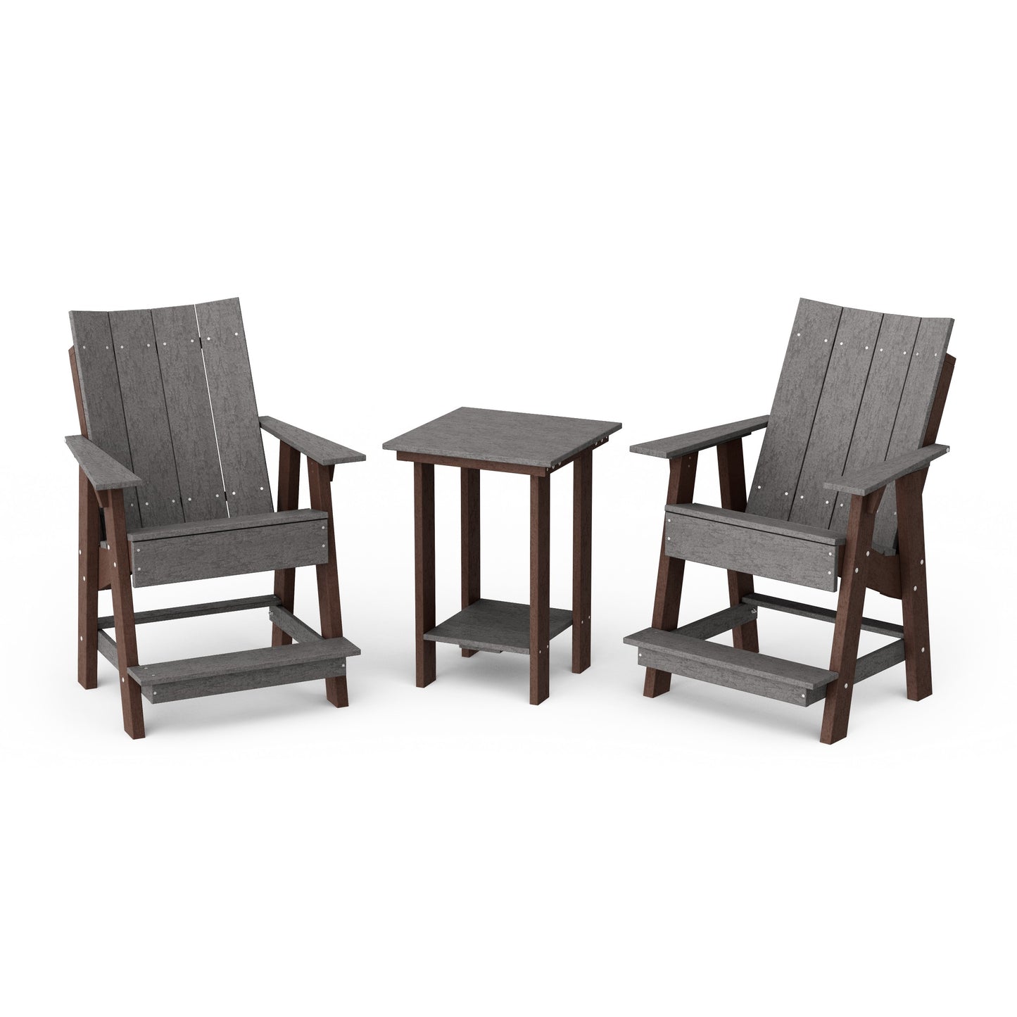 Contemporary 3-Piece Tall Modern Adirondack Chair Set with Side Table