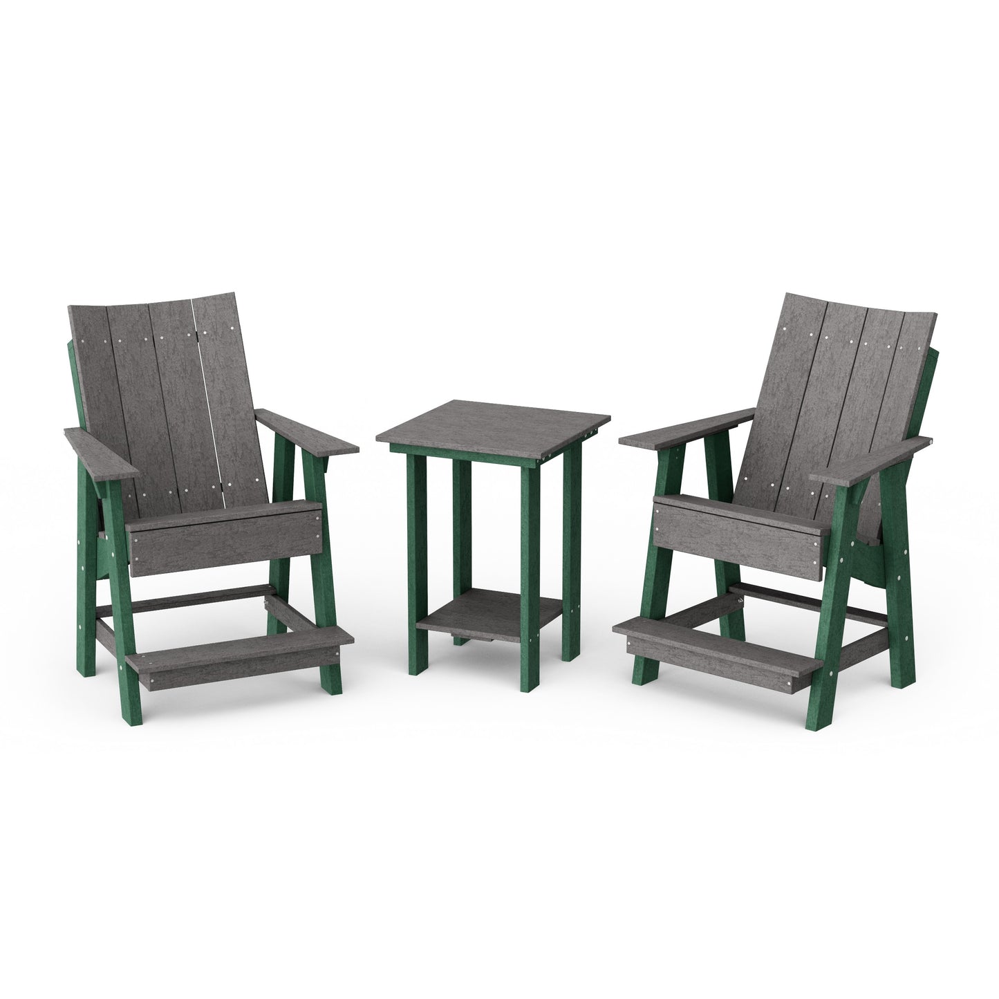 Contemporary 3-Piece Tall Modern Adirondack Chair Set with Side Table