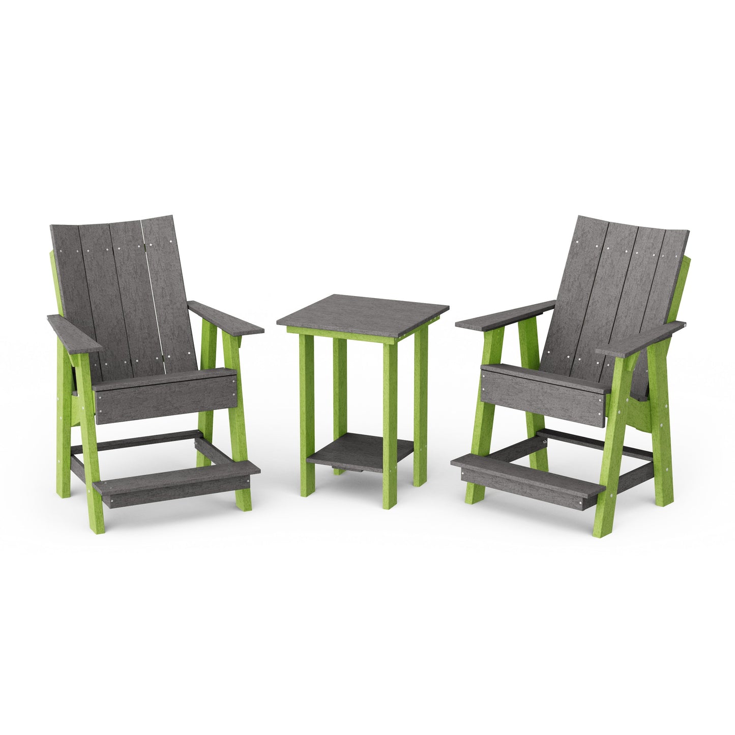 Contemporary 3-Piece Tall Modern Adirondack Chair Set with Side Table