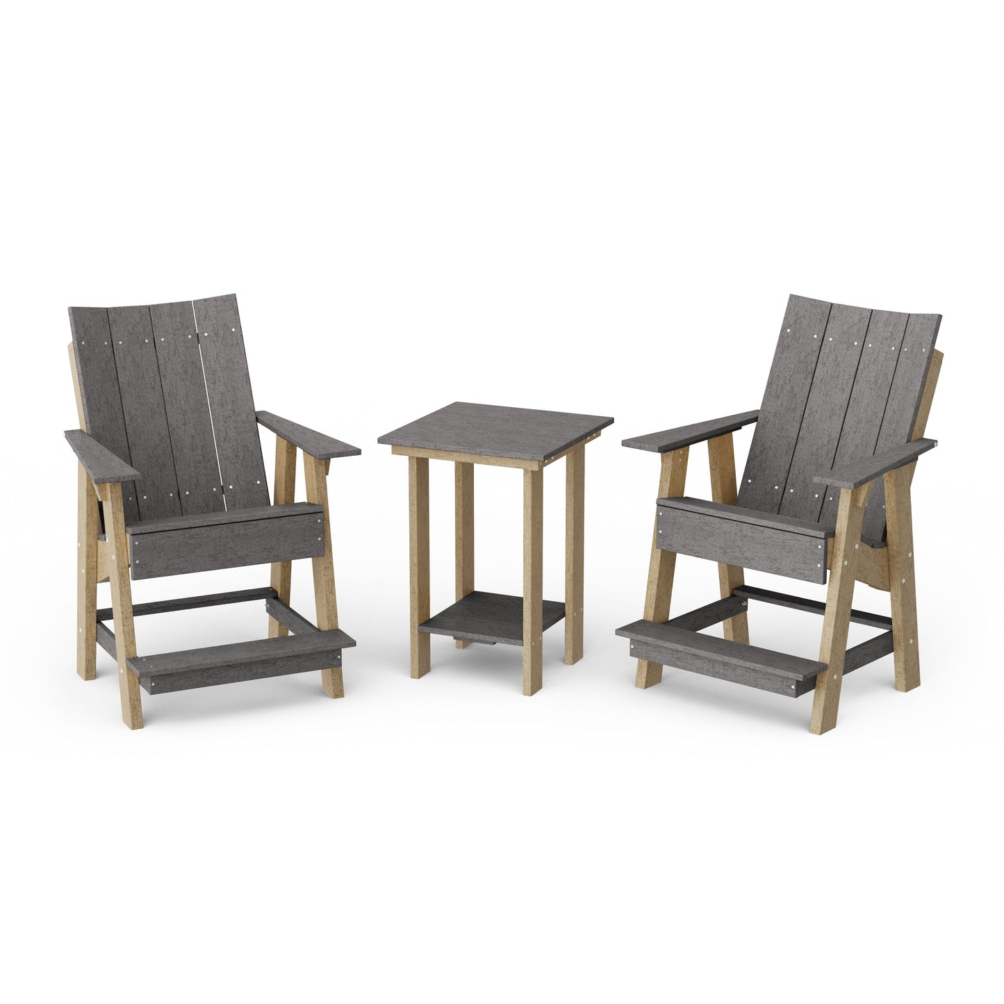 Contemporary 3-Piece Tall Modern Adirondack Chair Set with Side Table