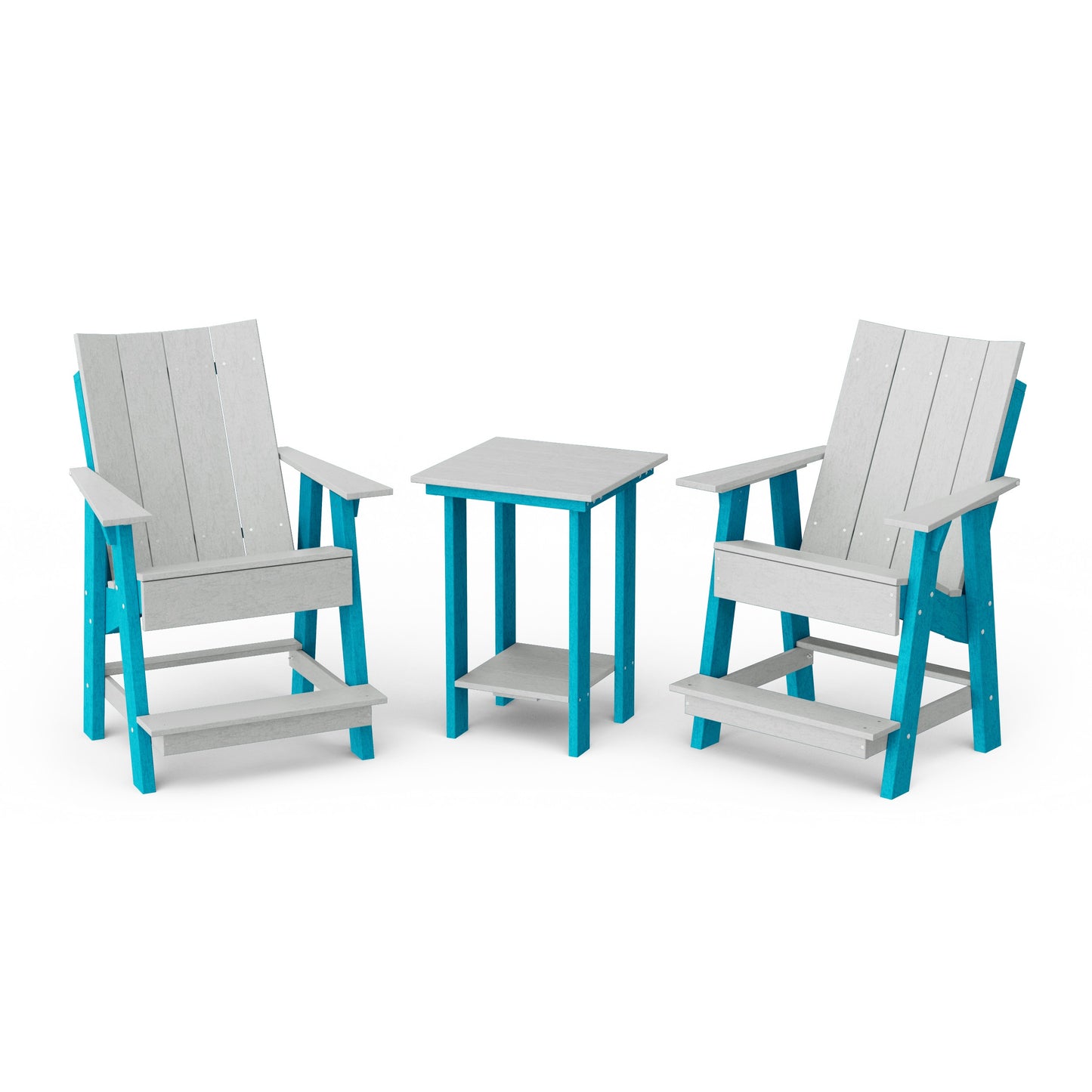 Contemporary 3-Piece Tall Modern Adirondack Chair Set with Side Table