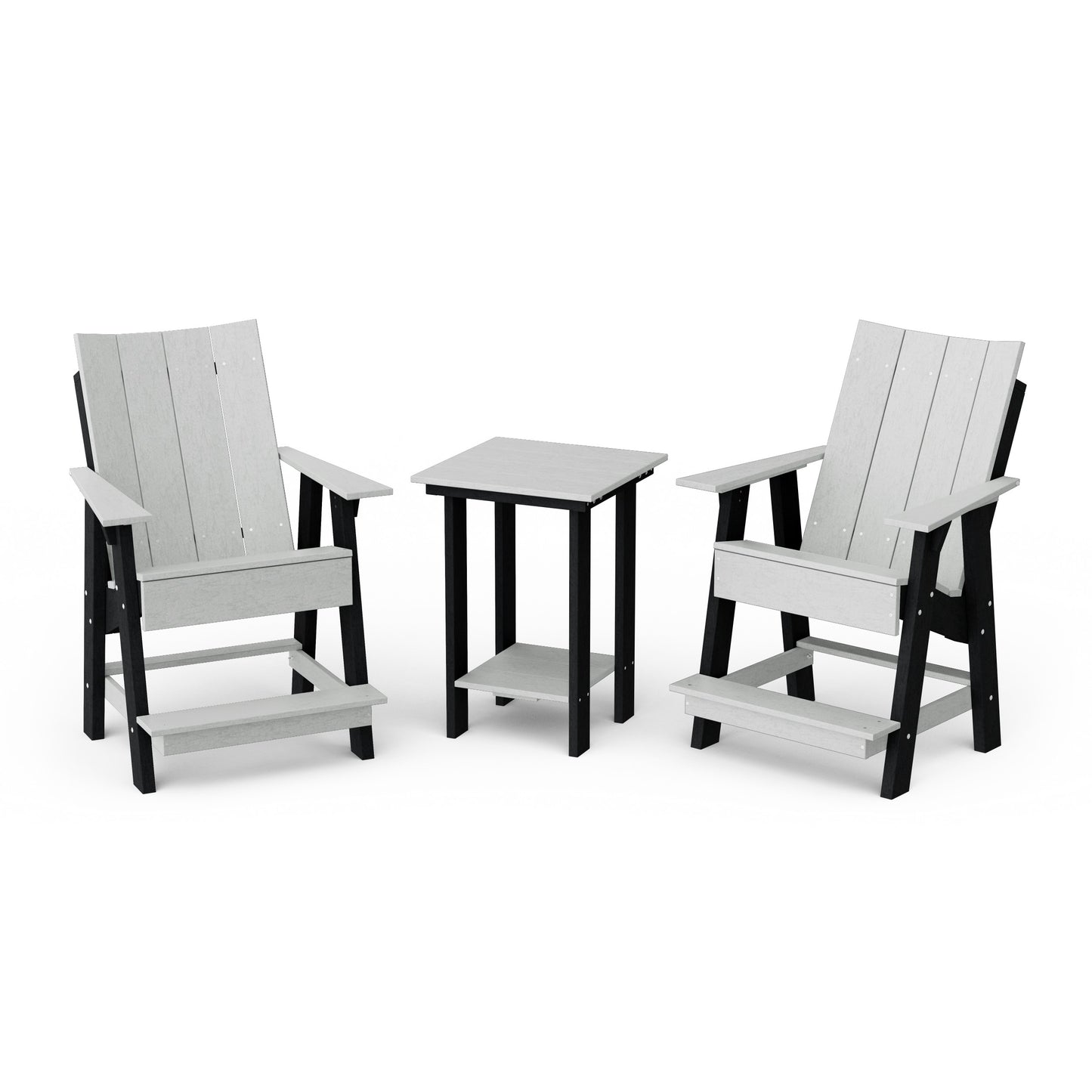 Contemporary 3-Piece Tall Modern Adirondack Chair Set with Side Table