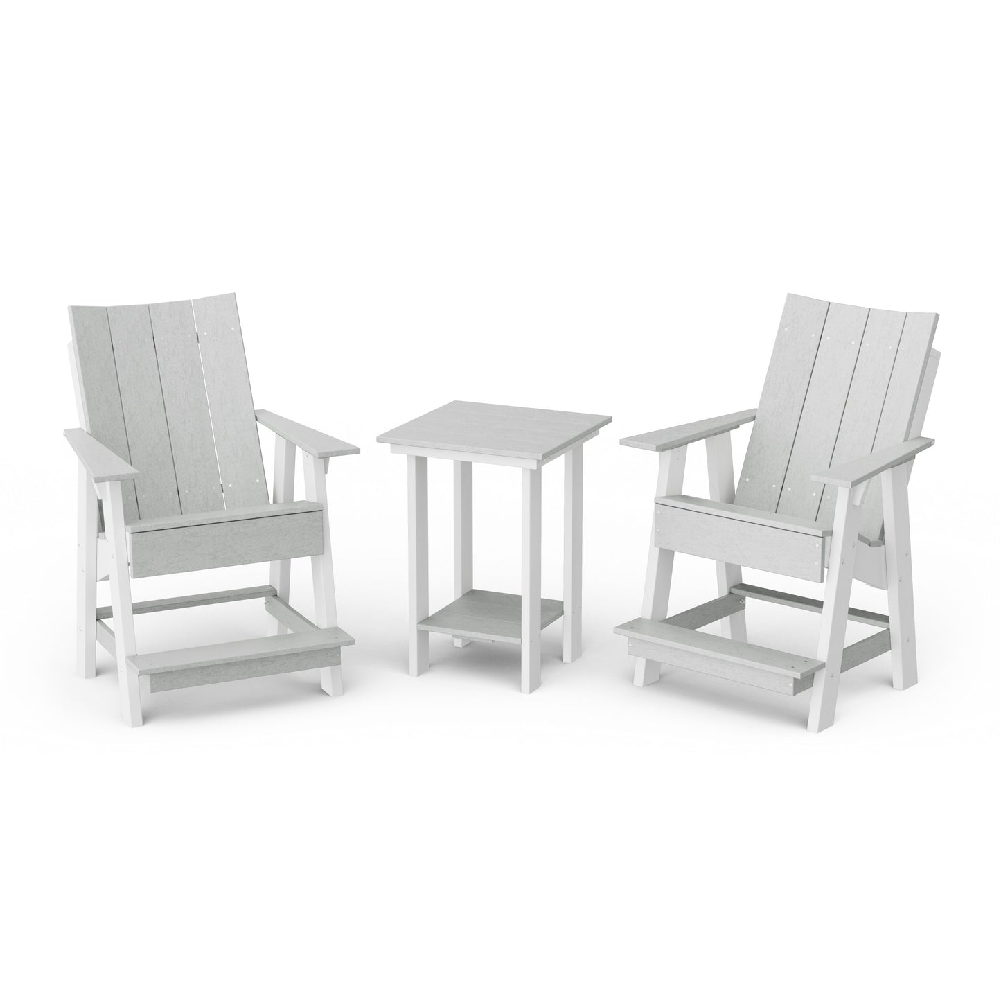 Contemporary 3-Piece Tall Modern Adirondack Chair Set with Side Table