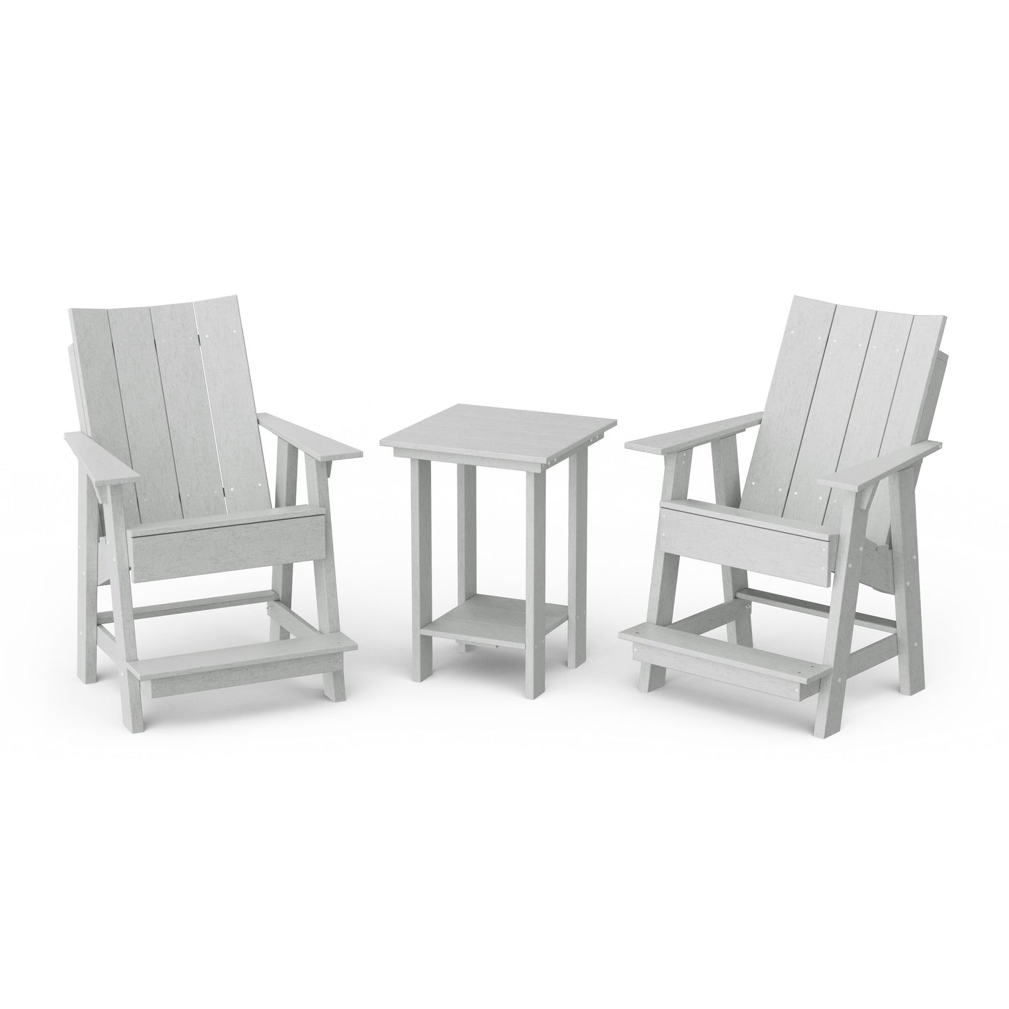 Contemporary 3-Piece Tall Modern Adirondack Chair Set with Side Table