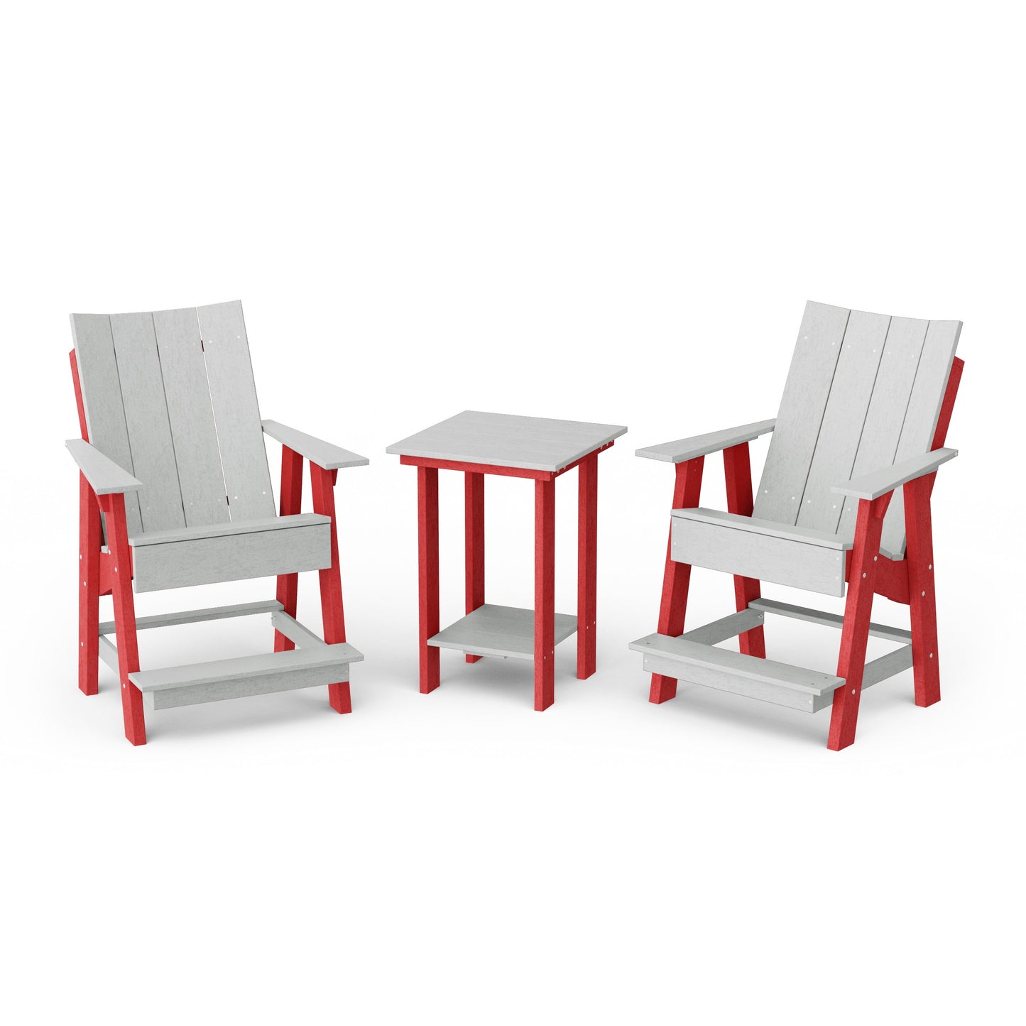 Contemporary 3-Piece Tall Modern Adirondack Chair Set with Side Table