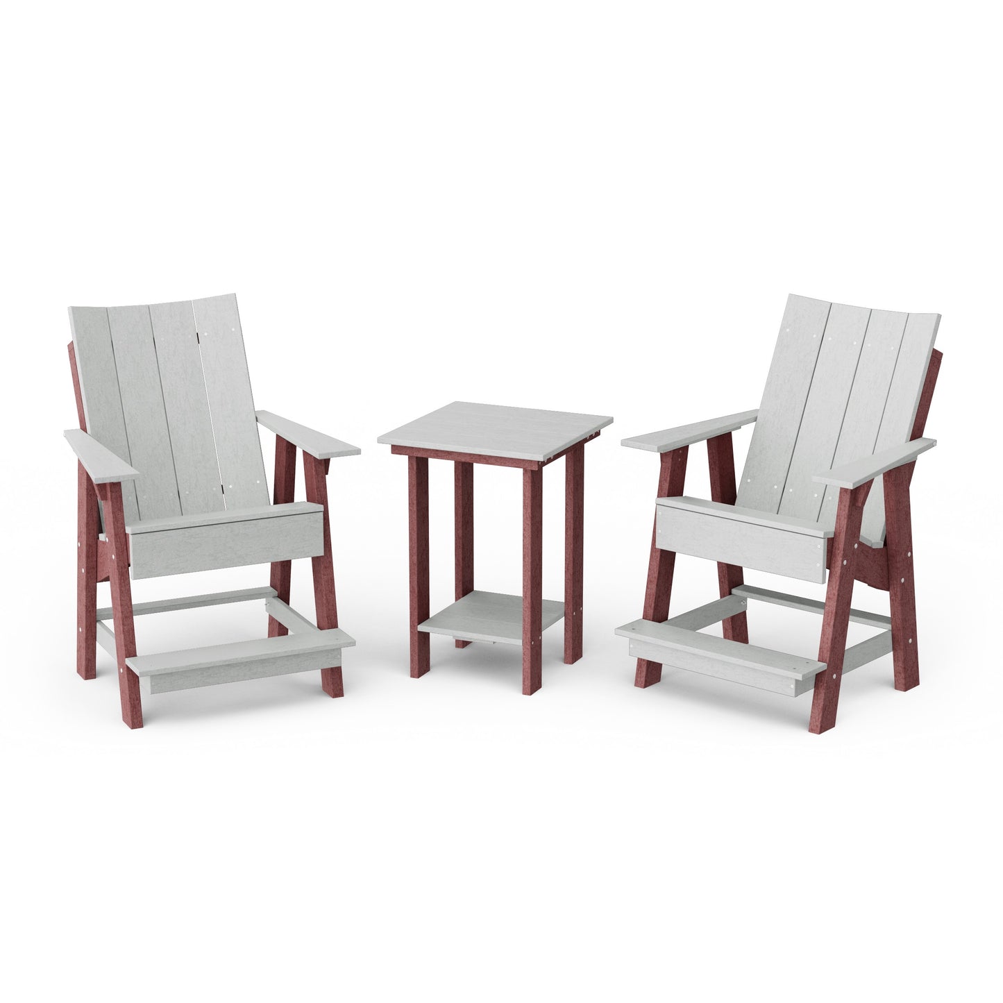 Contemporary 3-Piece Tall Modern Adirondack Chair Set with Side Table