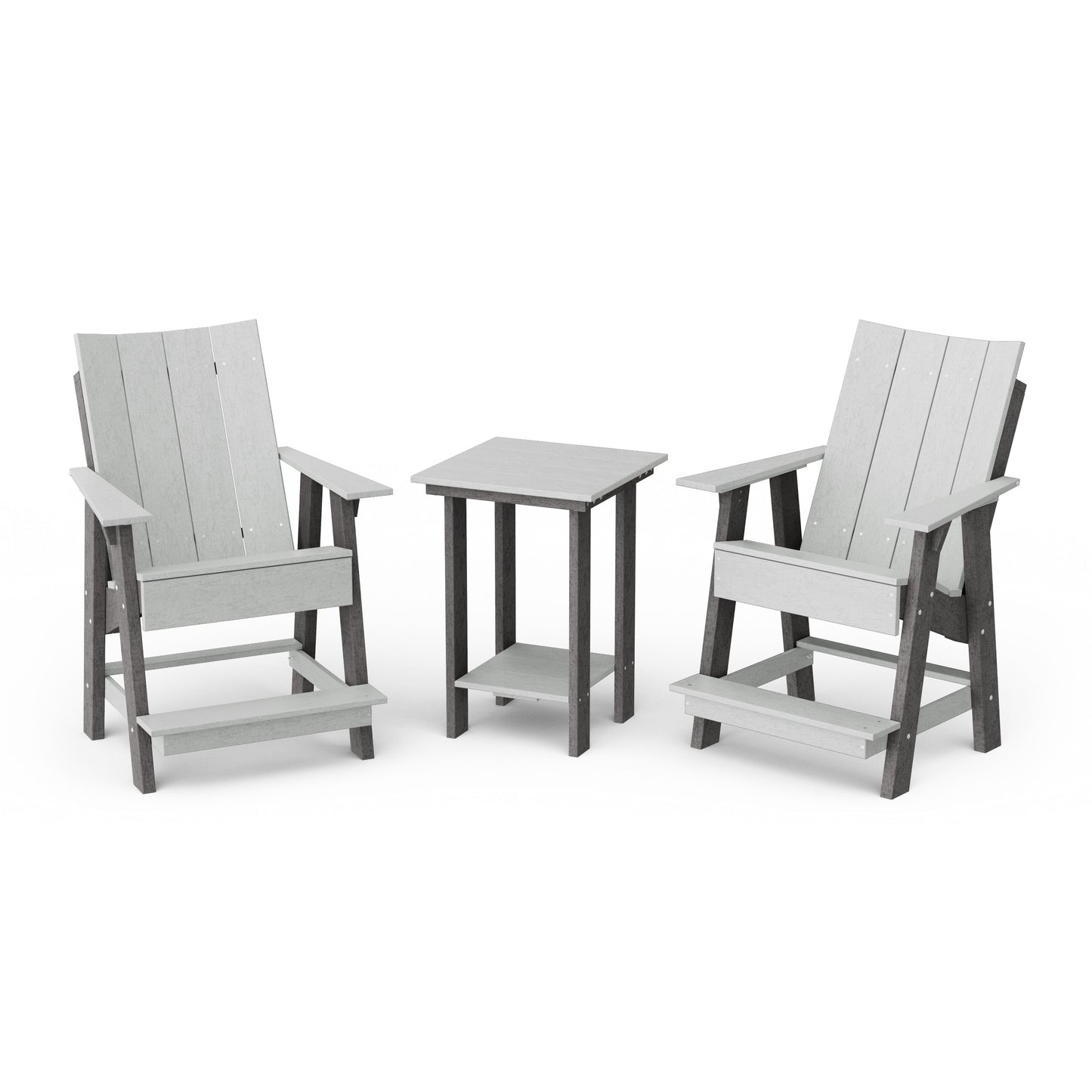 Contemporary 3-Piece Tall Modern Adirondack Chair Set with Side Table