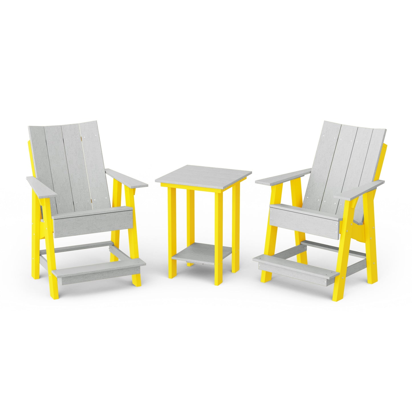 Contemporary 3-Piece Tall Modern Adirondack Chair Set with Side Table