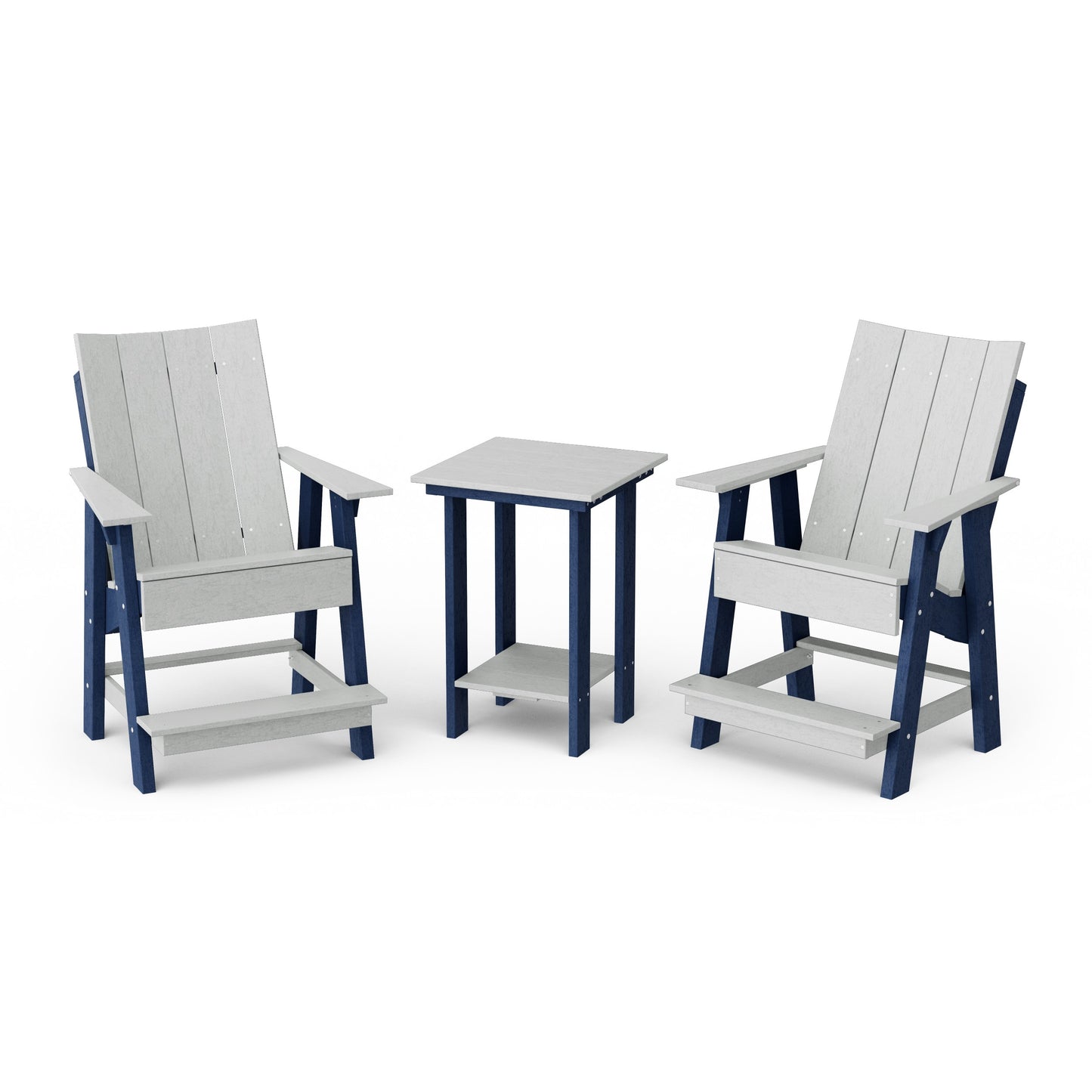 Contemporary 3-Piece Tall Modern Adirondack Chair Set with Side Table