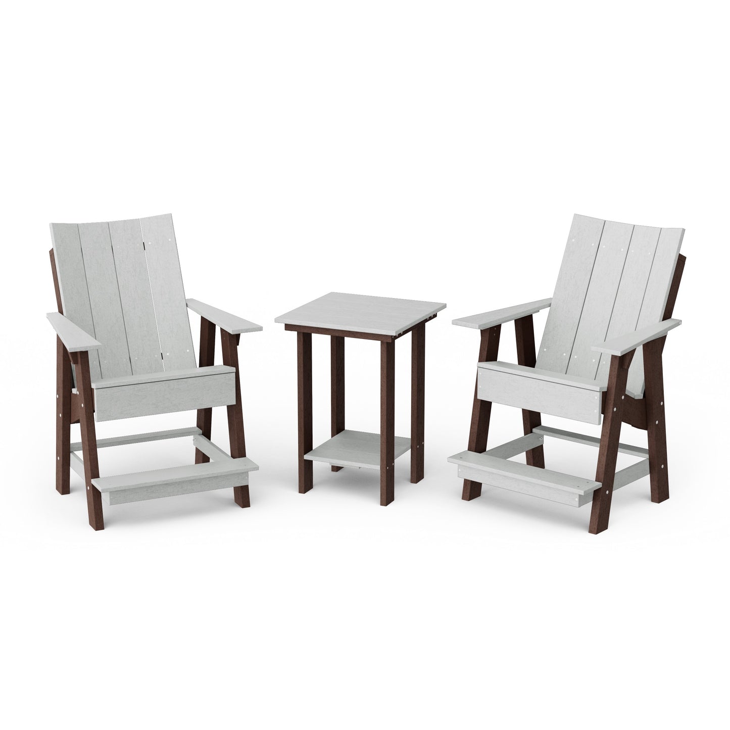 Contemporary 3-Piece Tall Modern Adirondack Chair Set with Side Table