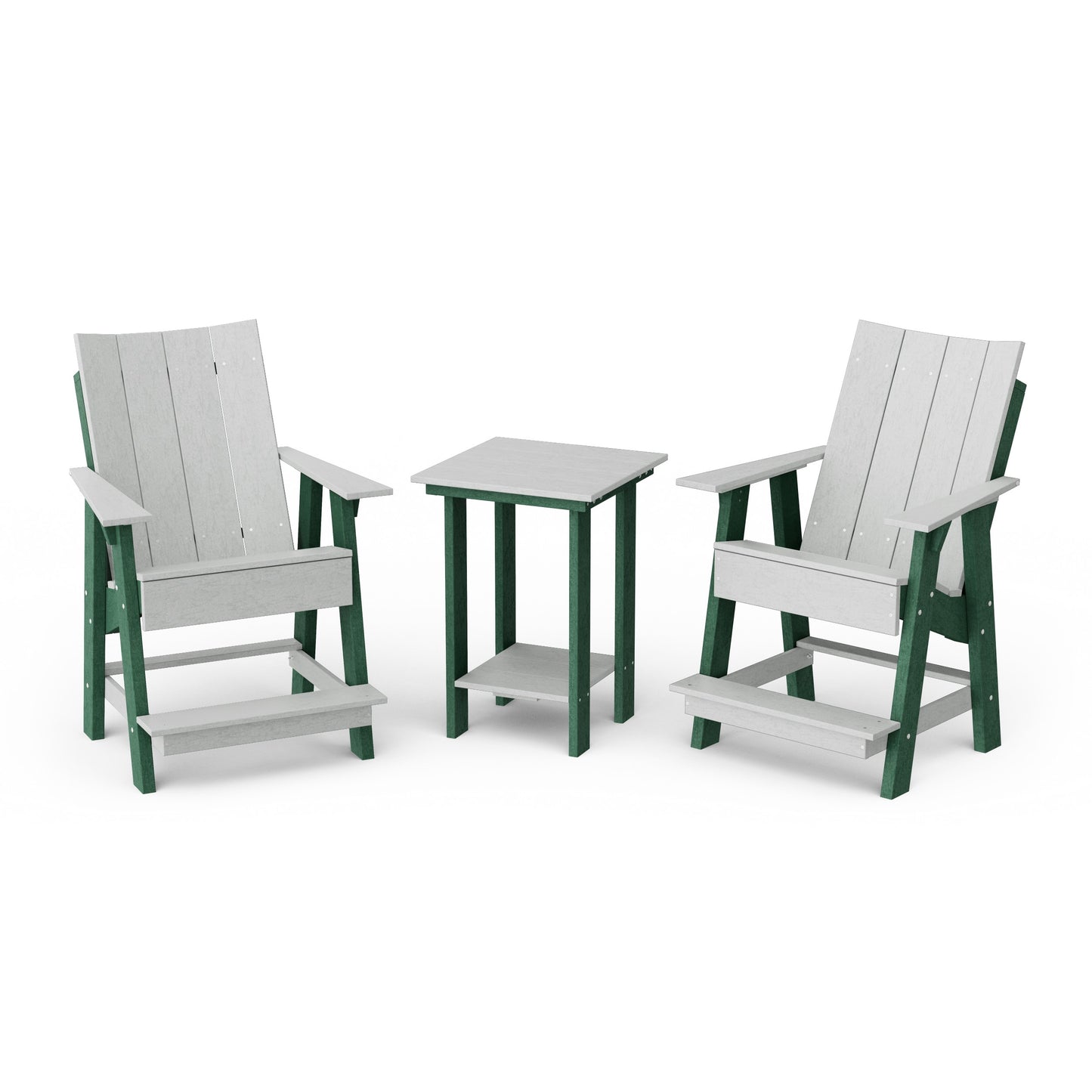 Contemporary 3-Piece Tall Modern Adirondack Chair Set with Side Table