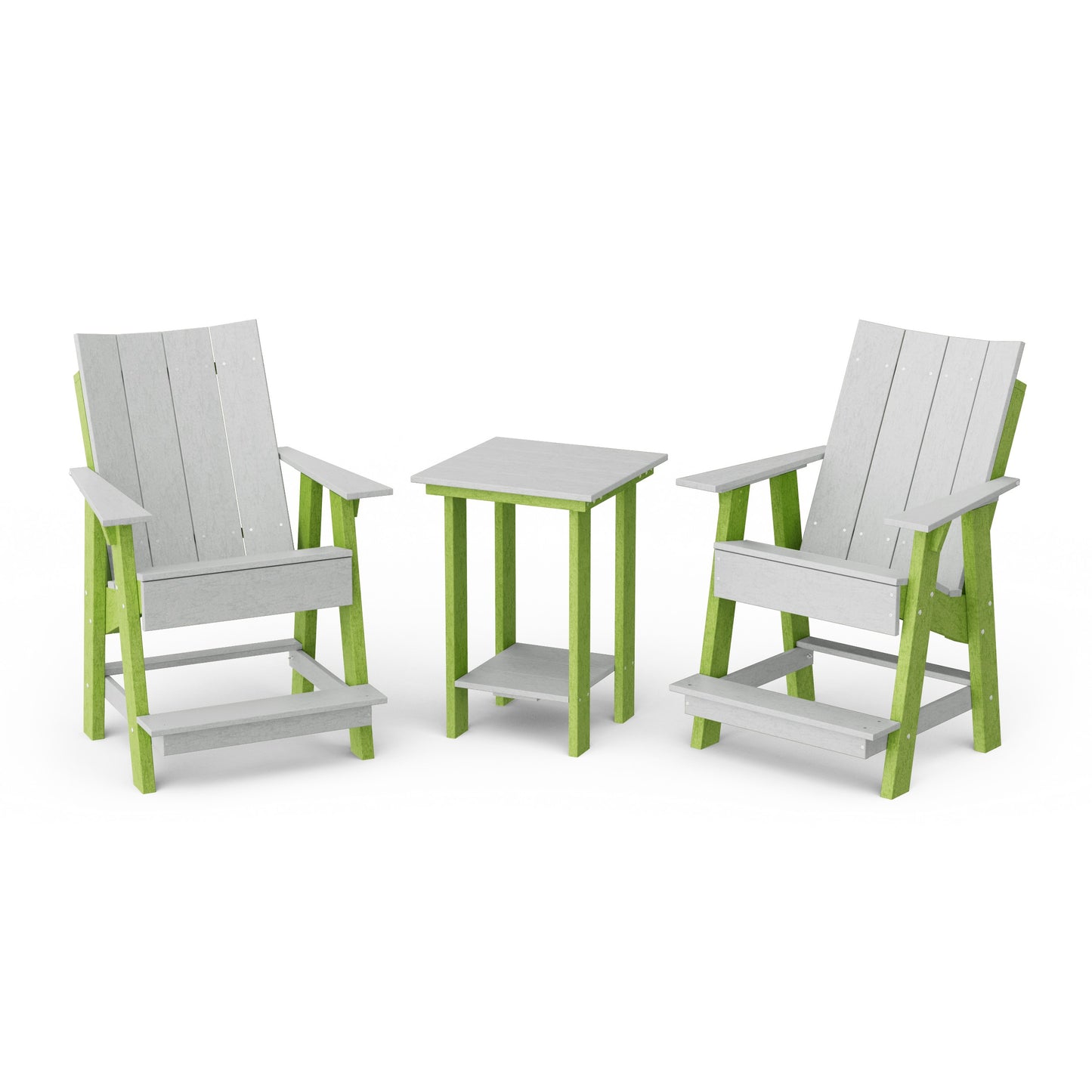 Contemporary 3-Piece Tall Modern Adirondack Chair Set with Side Table