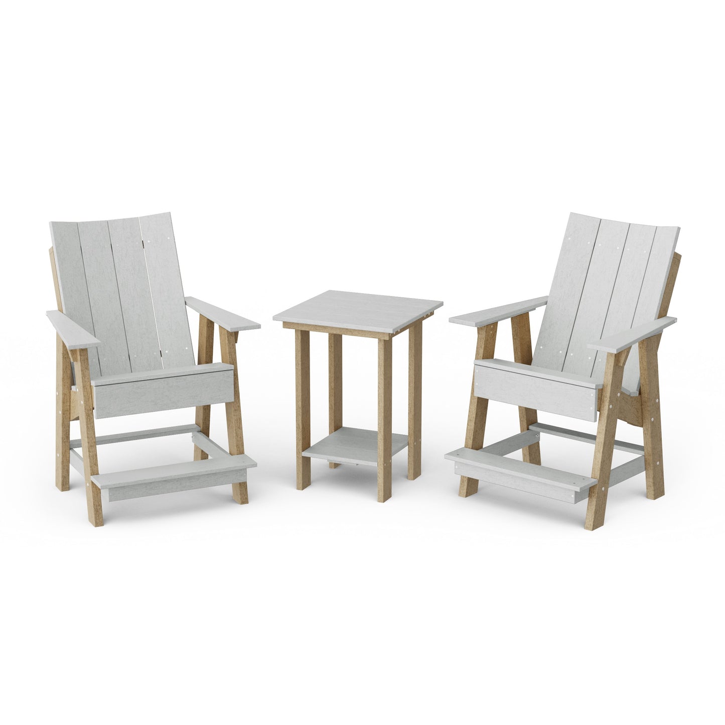 Contemporary 3-Piece Tall Modern Adirondack Chair Set with Side Table