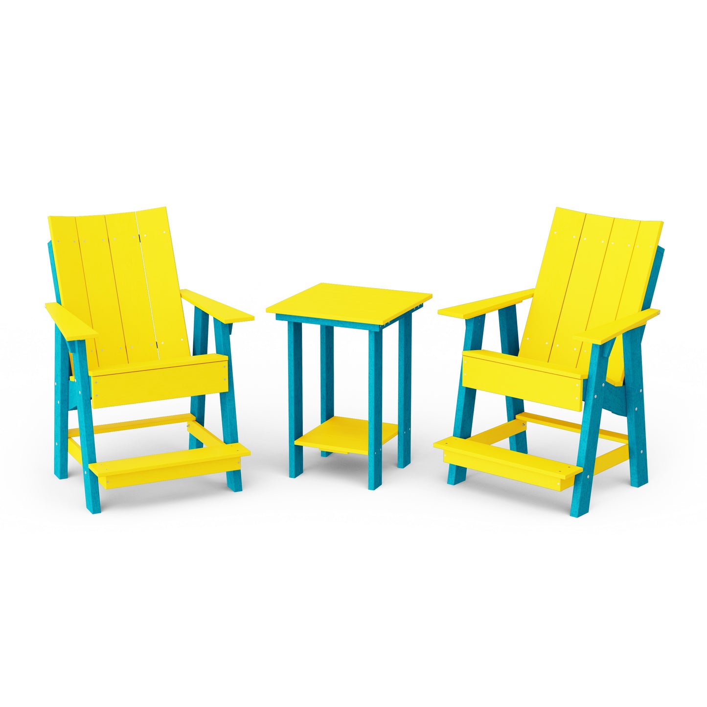 Contemporary 3-Piece Tall Modern Adirondack Chair Set with Side Table