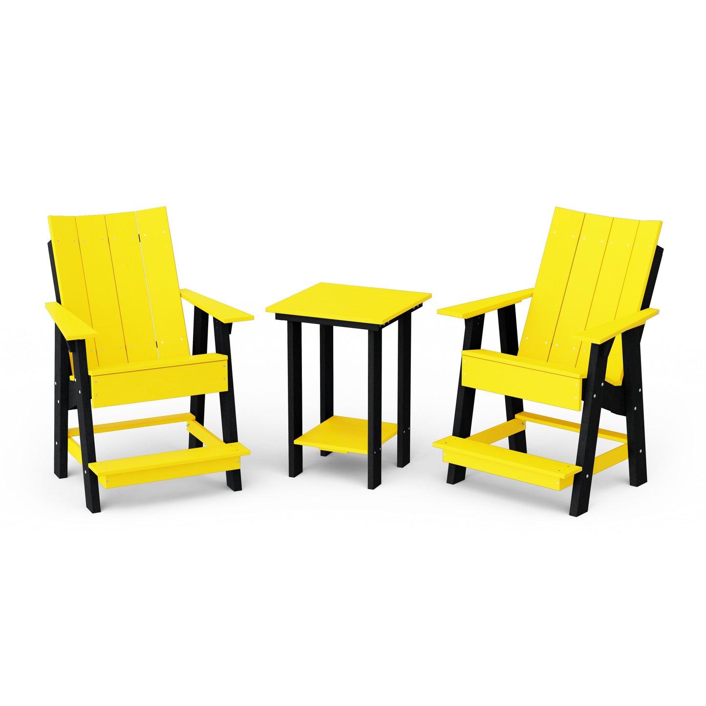 Contemporary 3-Piece Tall Modern Adirondack Chair Set with Side Table