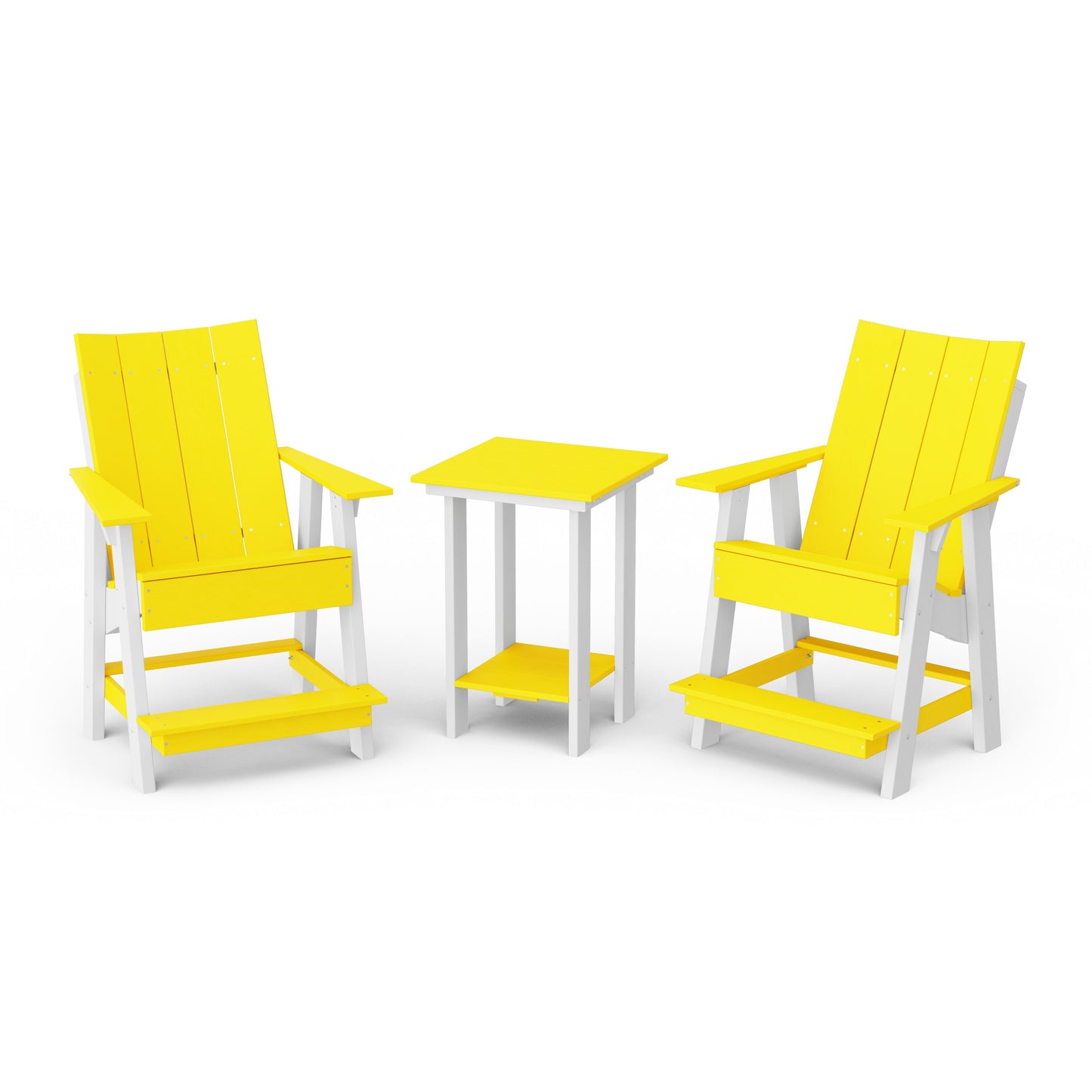Contemporary 3-Piece Tall Modern Adirondack Chair Set with Side Table