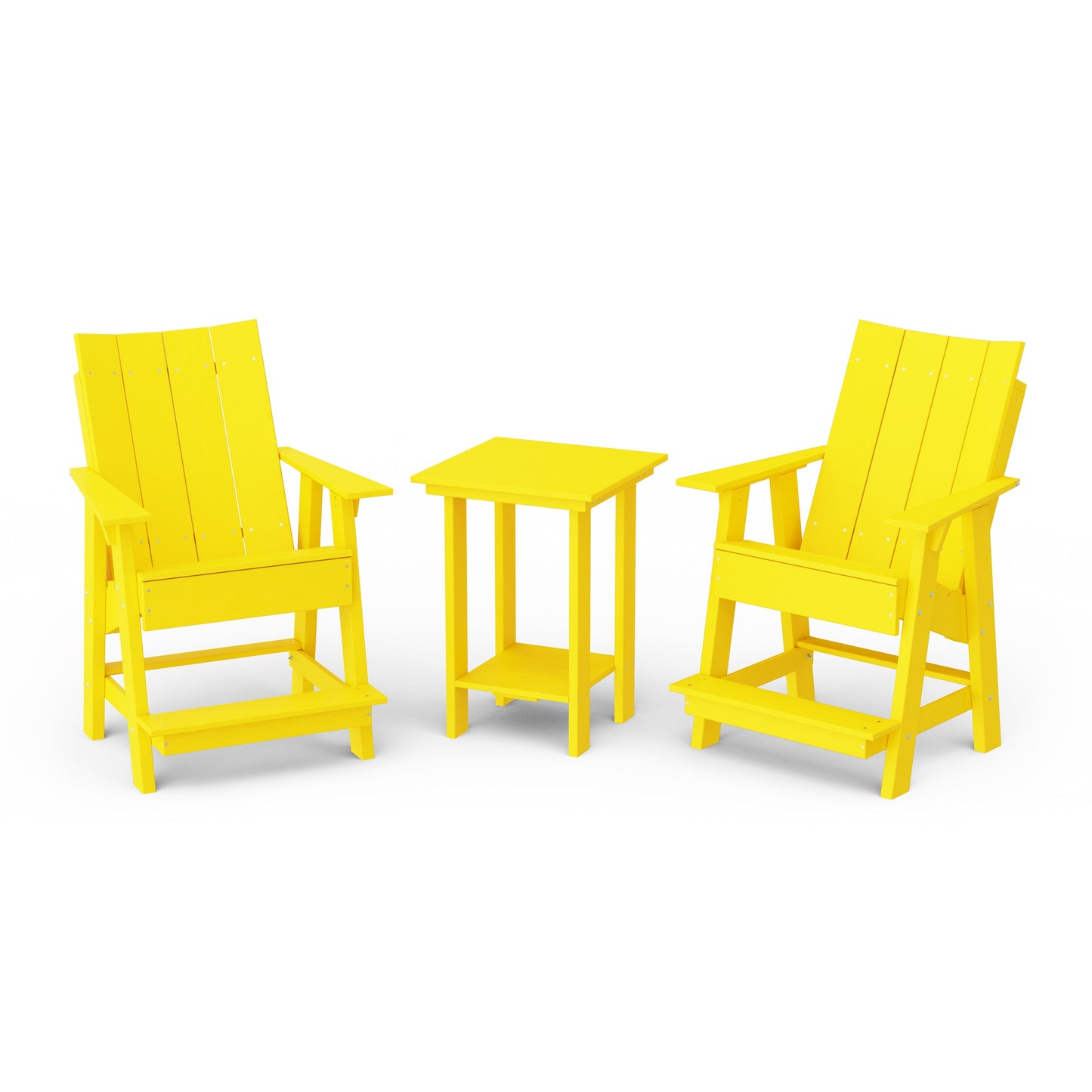 Contemporary 3-Piece Tall Modern Adirondack Chair Set with Side Table