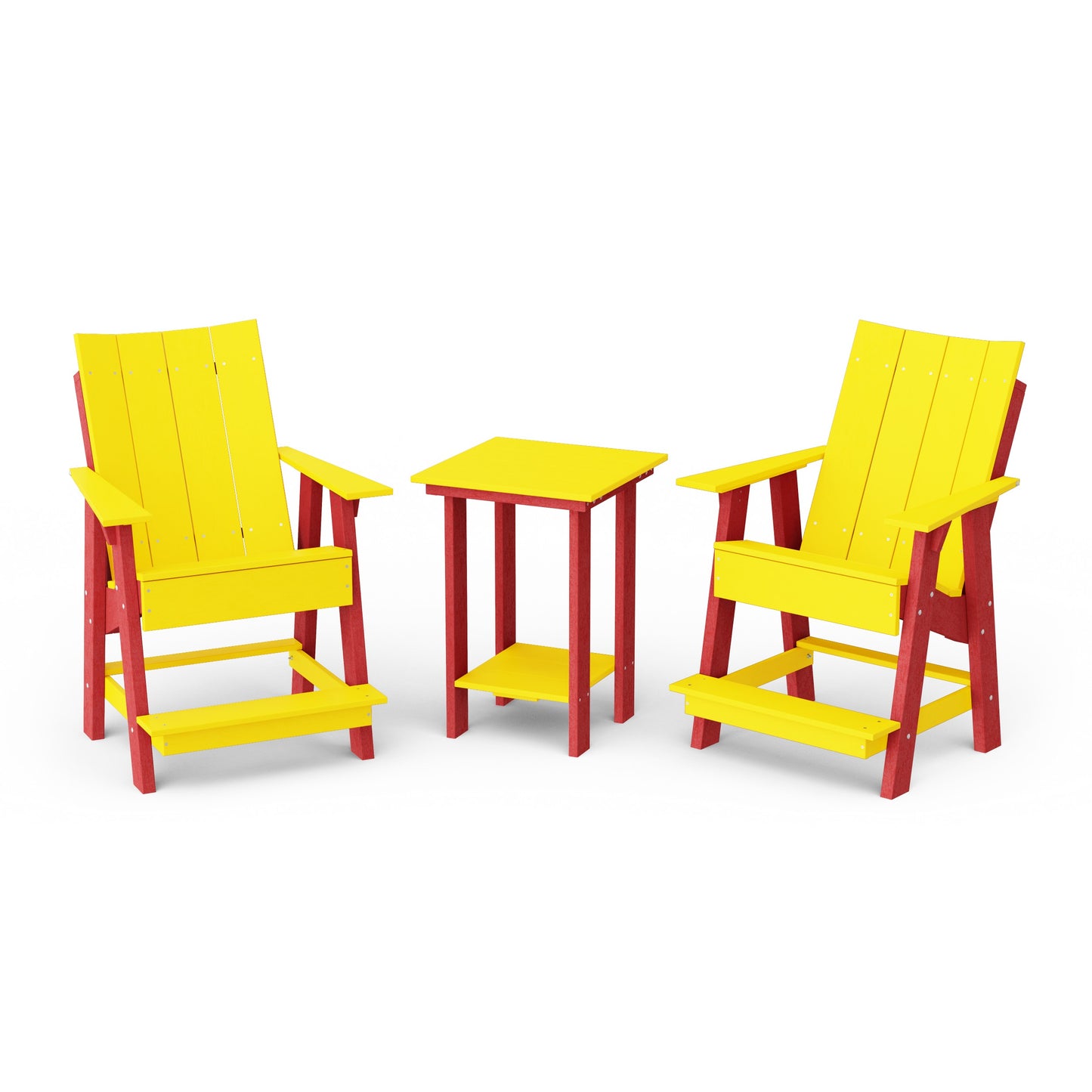 Contemporary 3-Piece Tall Modern Adirondack Chair Set with Side Table