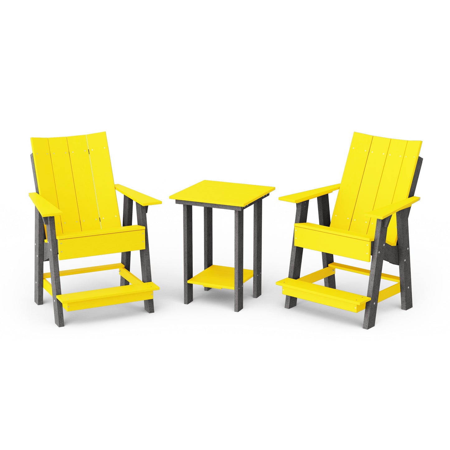 Contemporary 3-Piece Tall Modern Adirondack Chair Set with Side Table