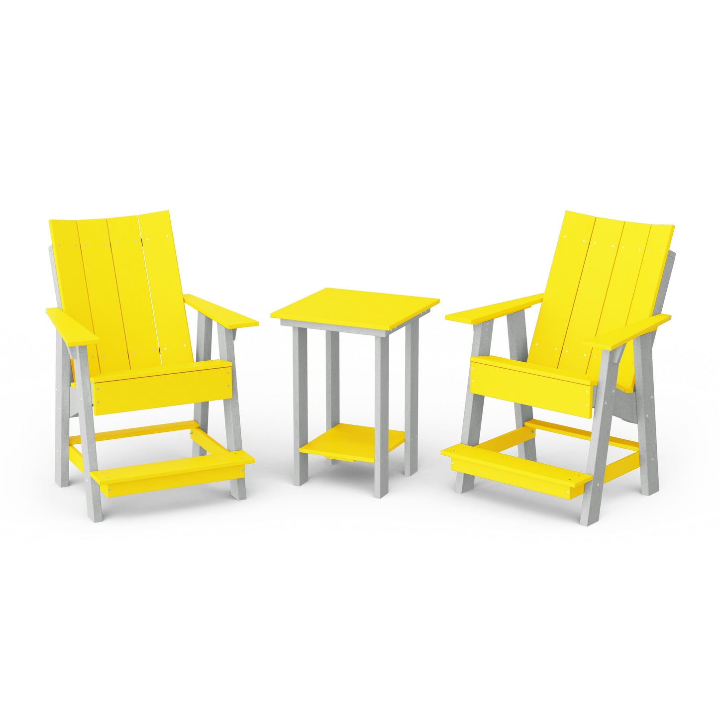 Contemporary 3-Piece Tall Modern Adirondack Chair Set with Side Table