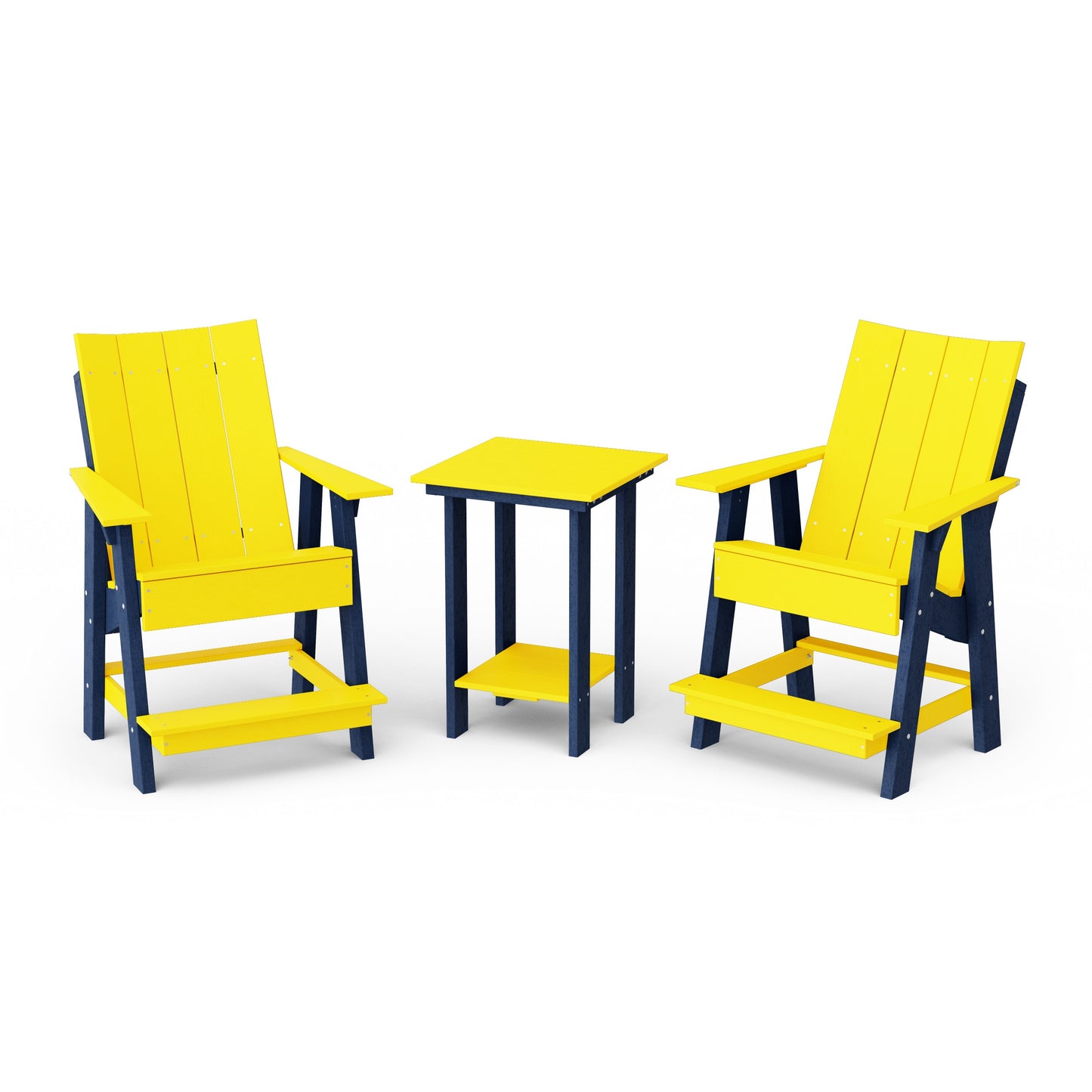 Contemporary 3-Piece Tall Modern Adirondack Chair Set with Side Table