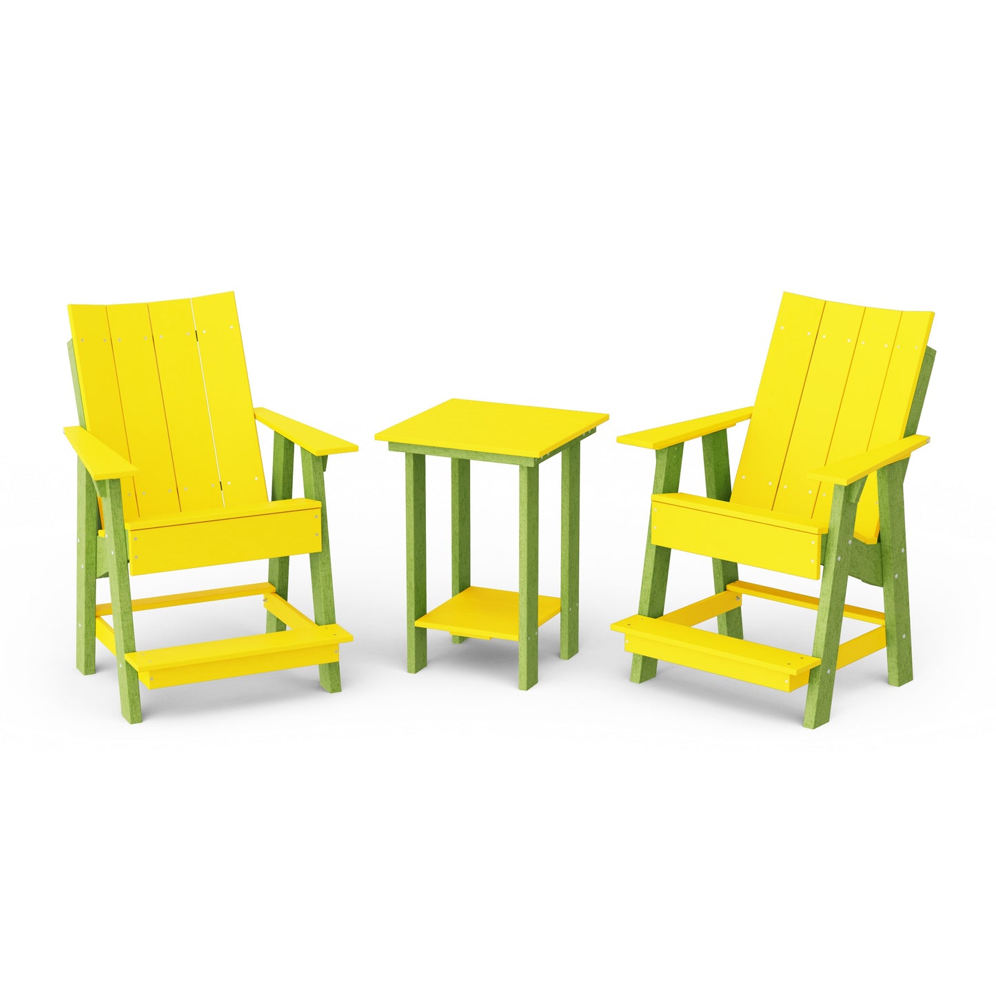 Contemporary 3-Piece Tall Modern Adirondack Chair Set with Side Table