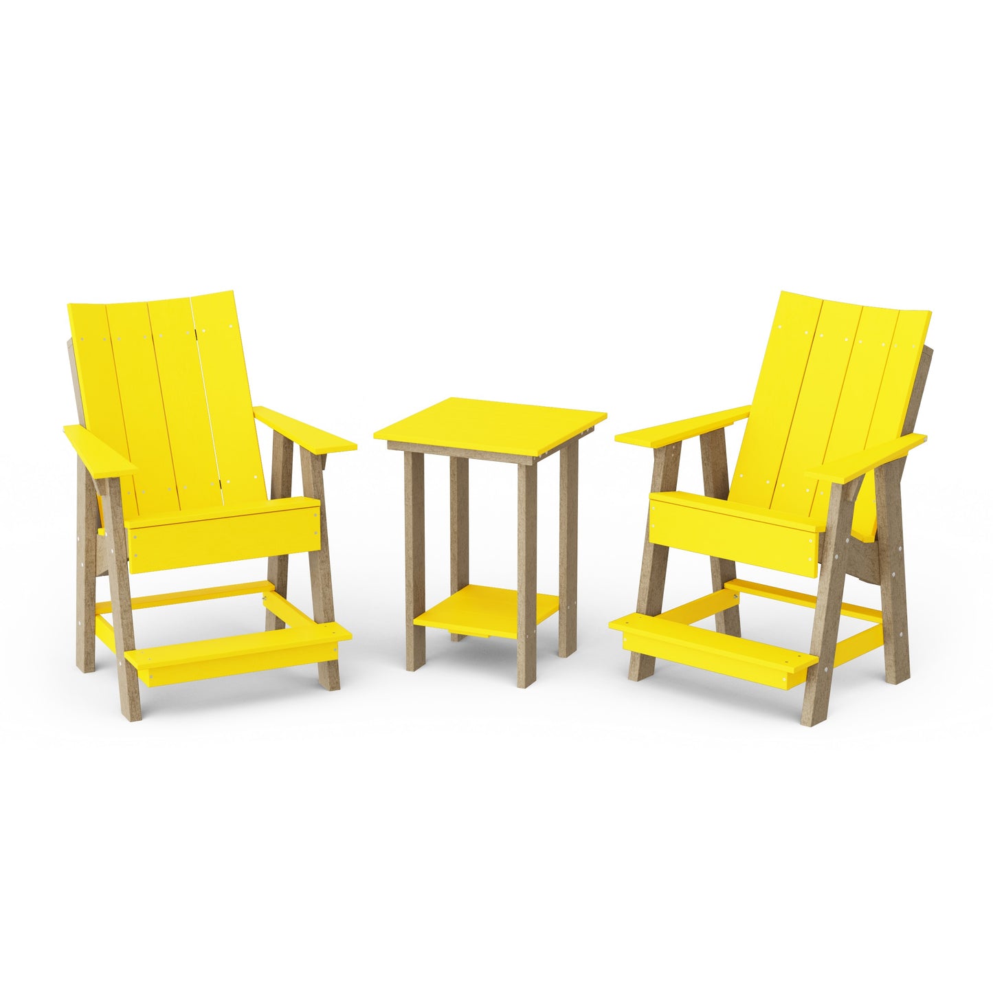 Contemporary 3-Piece Tall Modern Adirondack Chair Set with Side Table